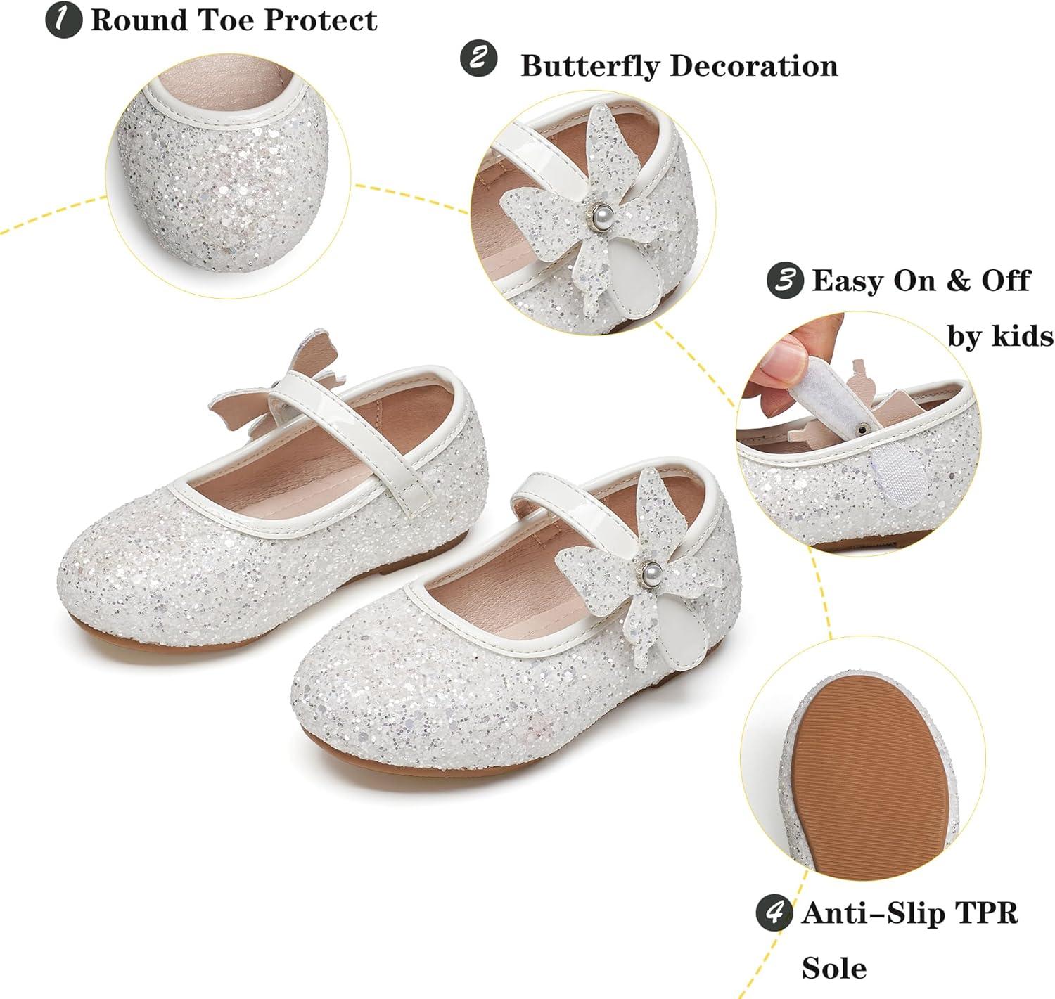 imageKiderence Toddler Girls Dress Shoes Little Kids Mary Janes Ballet Flats ToddlerCk511 White