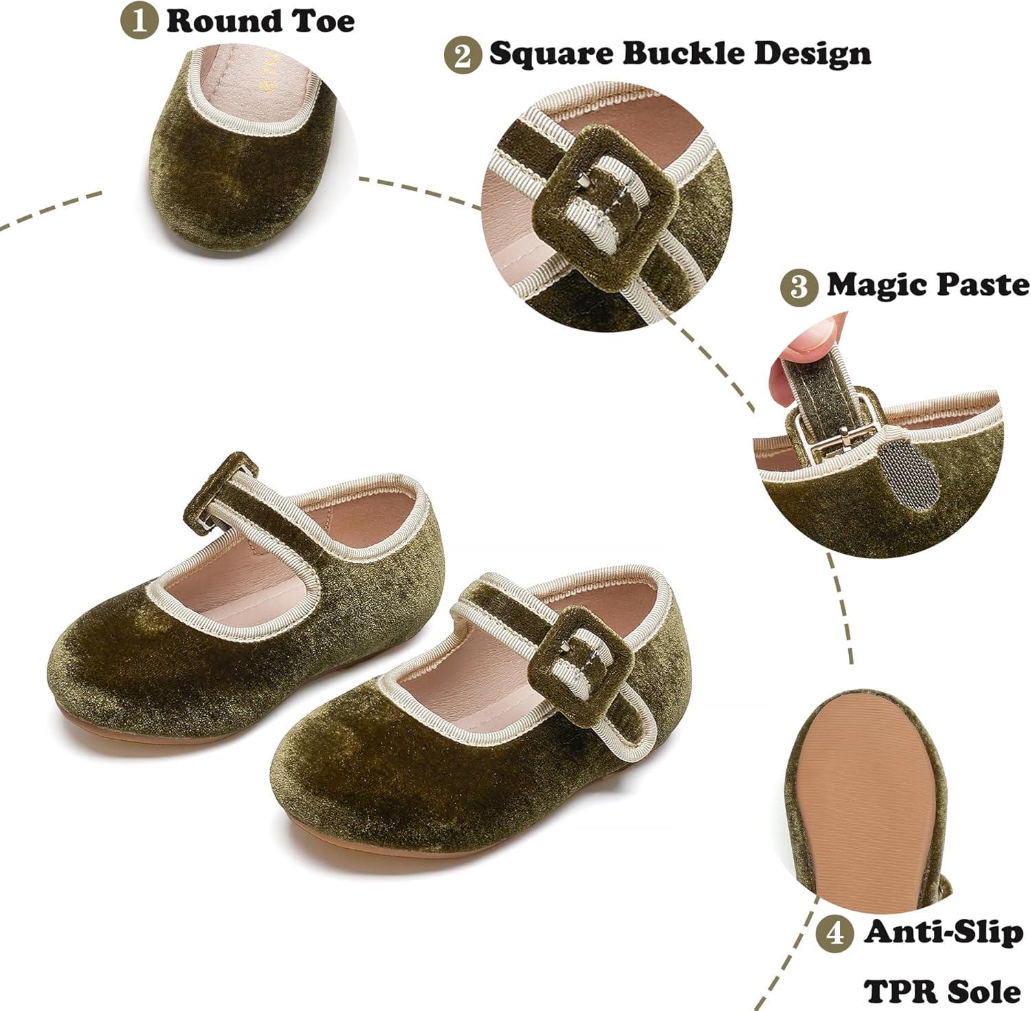 imageKiderence Toddler Girls Dress Shoes Little Kids Mary Janes Ballet Flats ToddlerCk512 Green