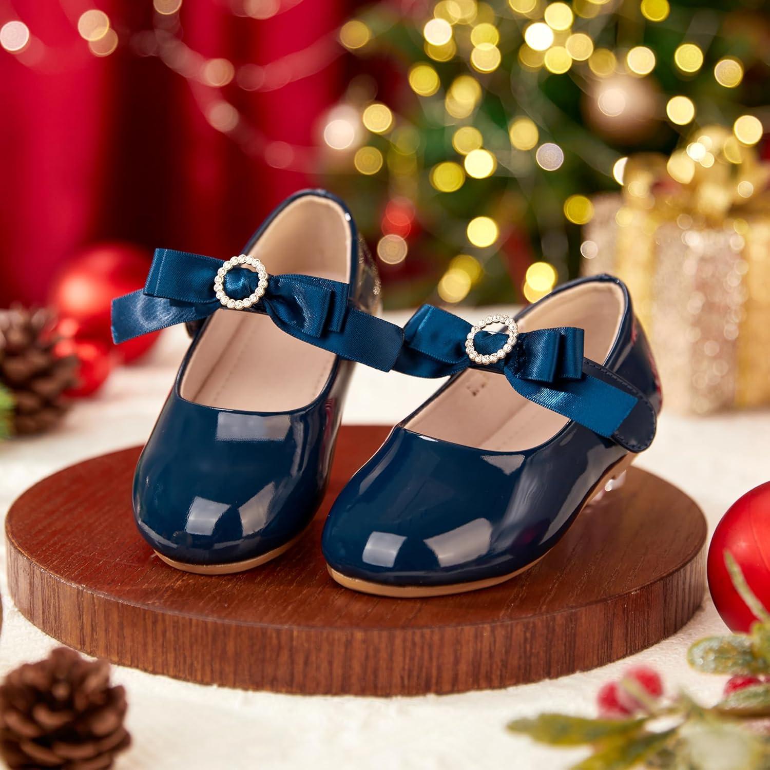 imageKiderence Toddler Girls Dress Shoes Little Kids Mary Janes Ballet Flats ToddlerCk515 Navy Blue