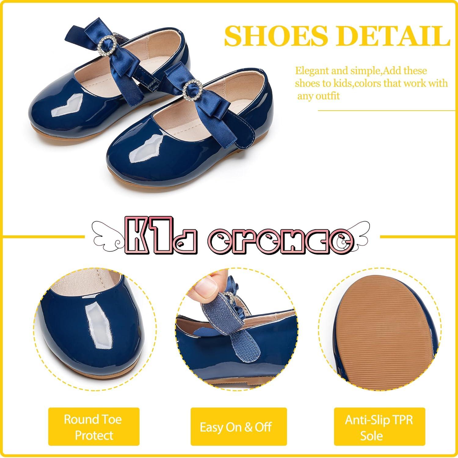 imageKiderence Toddler Girls Dress Shoes Little Kids Mary Janes Ballet Flats ToddlerCk515 Navy Blue