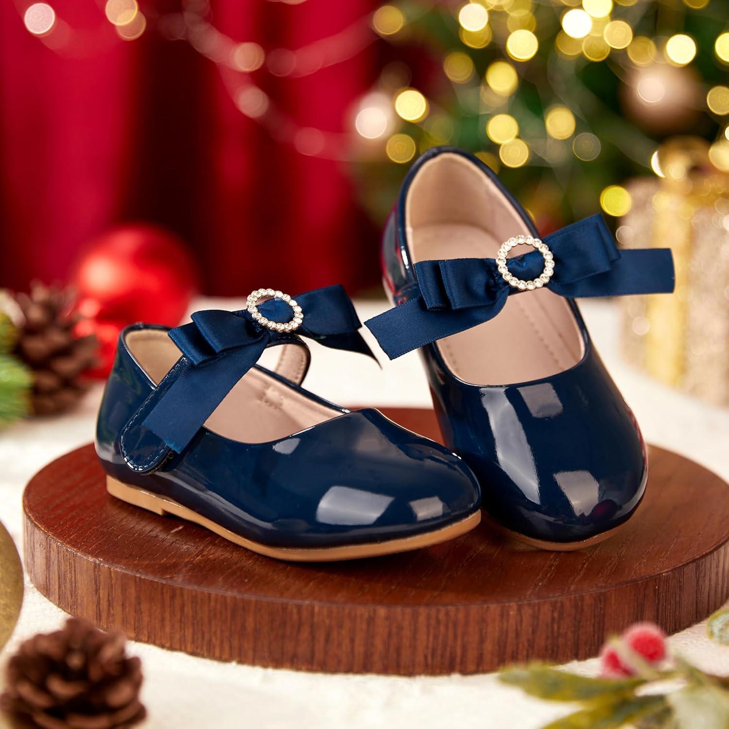 imageKiderence Toddler Girls Dress Shoes Little Kids Mary Janes Ballet Flats ToddlerCk515 Navy Blue