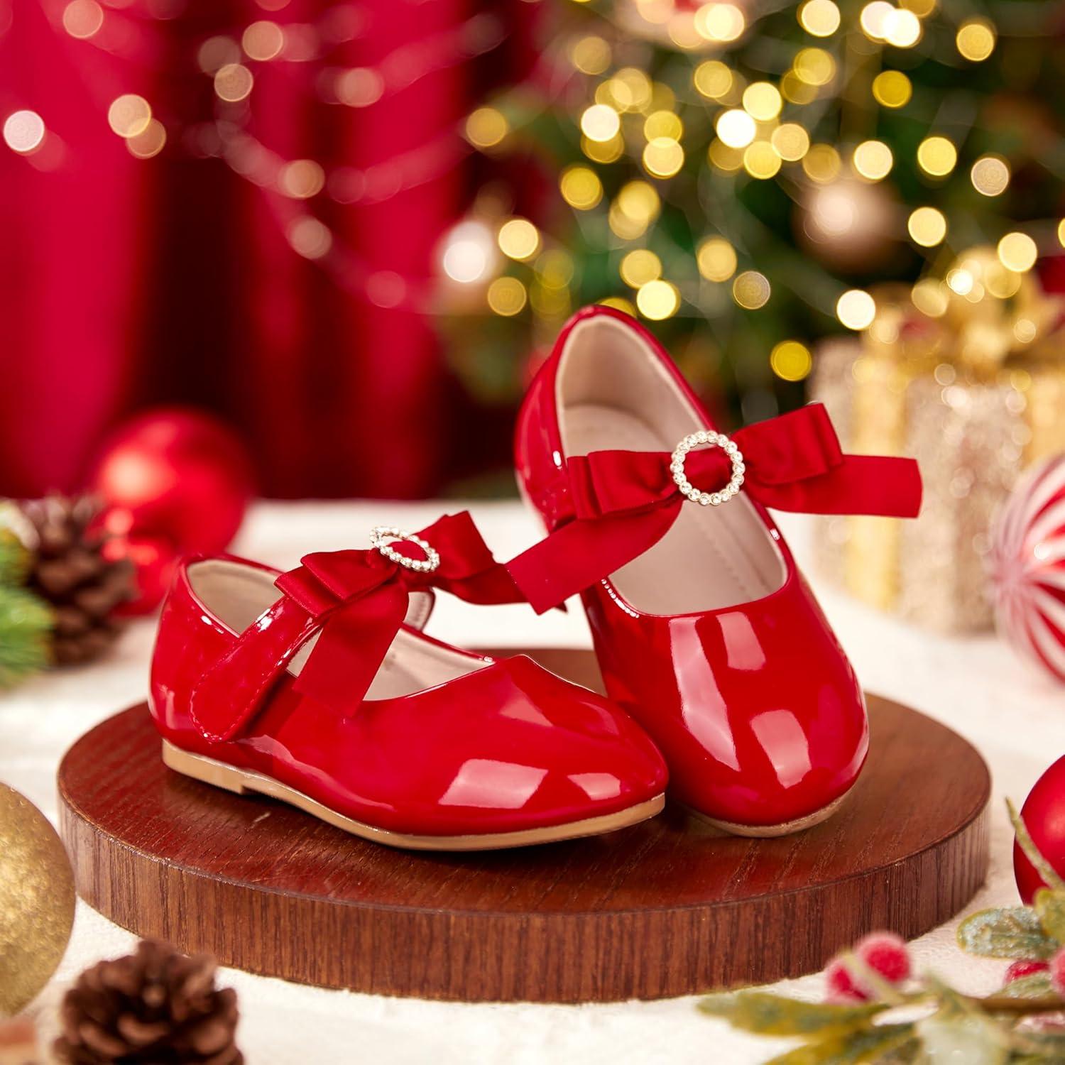 imageKiderence Toddler Girls Dress Shoes Little Kids Mary Janes Ballet Flats ToddlerCk515 Red