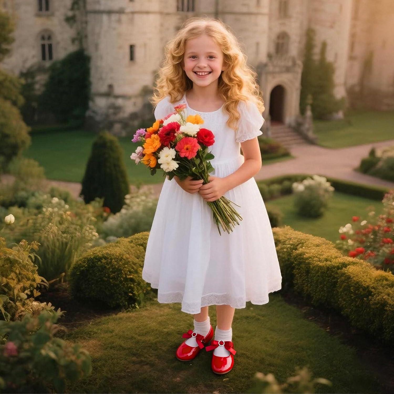 imageKiderence Toddler Girls Dress Shoes Little Kids Mary Janes Ballet Flats ToddlerCk515 Red