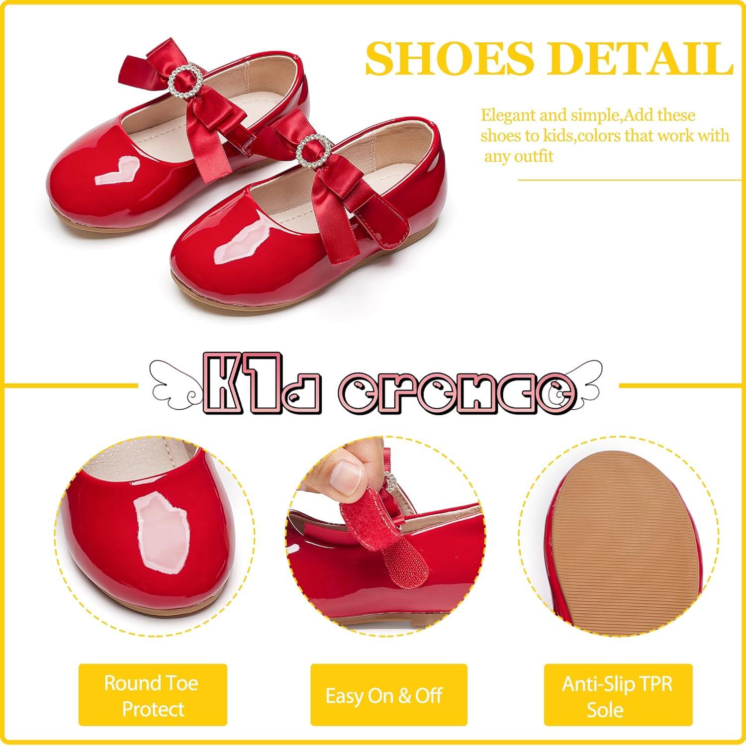 imageKiderence Toddler Girls Dress Shoes Little Kids Mary Janes Ballet Flats ToddlerCk515 Red