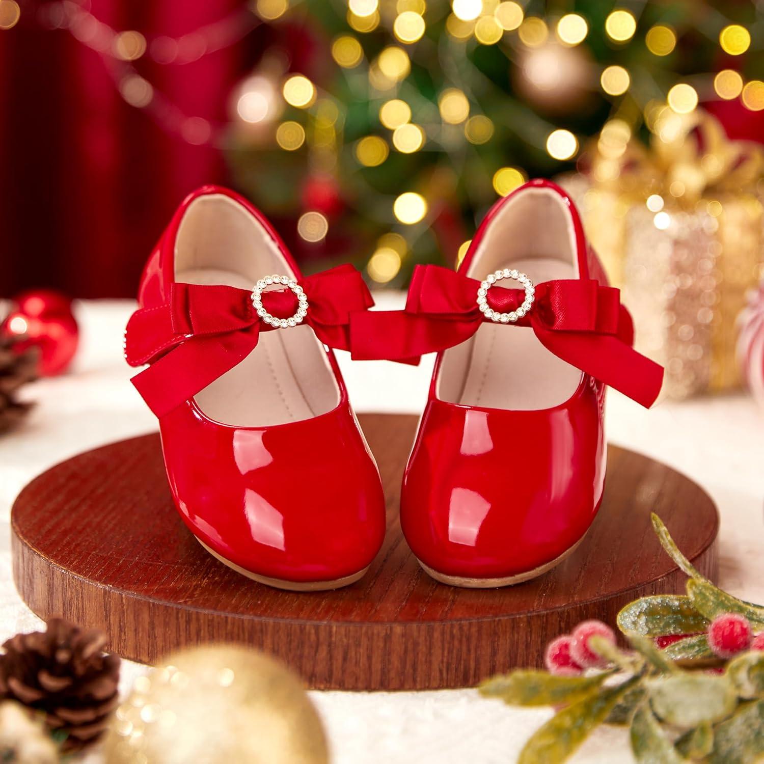 imageKiderence Toddler Girls Dress Shoes Little Kids Mary Janes Ballet Flats ToddlerCk515 Red