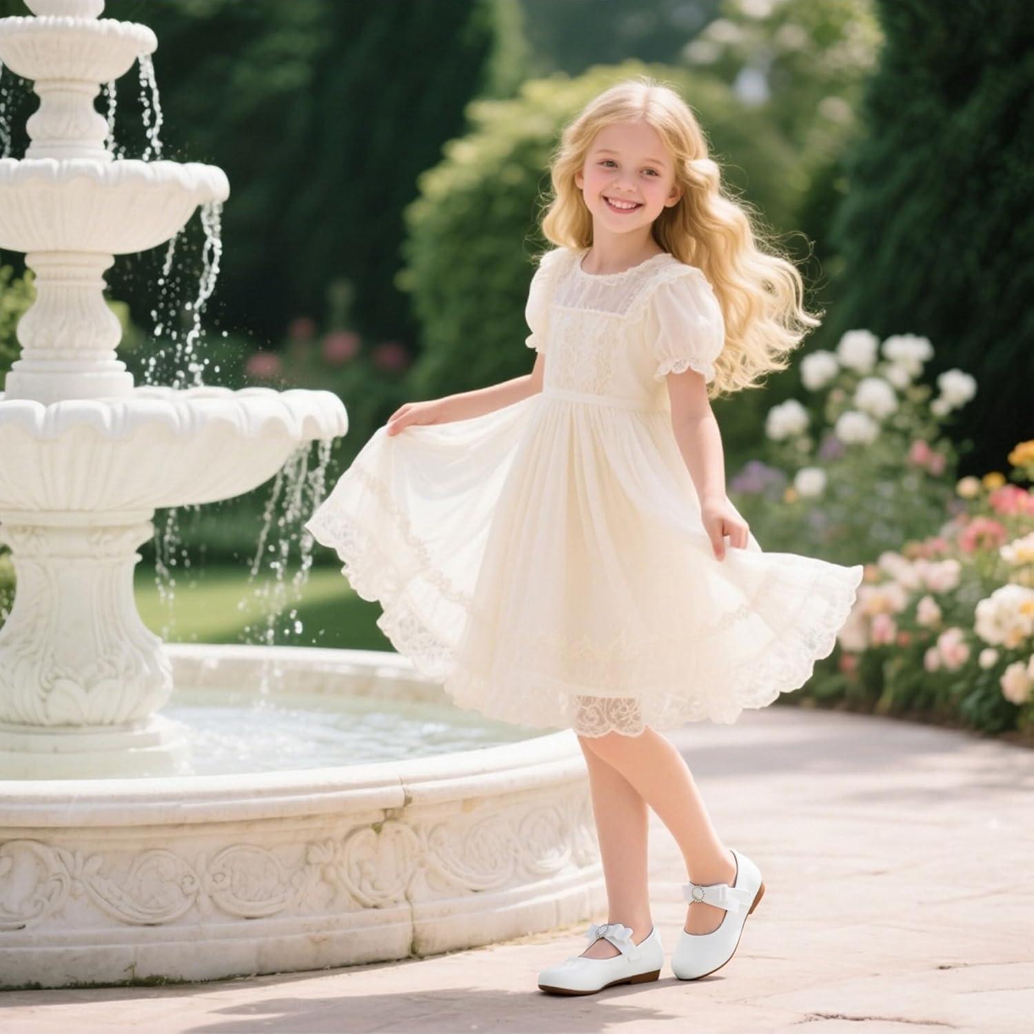 imageKiderence Toddler Girls Dress Shoes Little Kids Mary Janes Ballet Flats ToddlerCk515 White