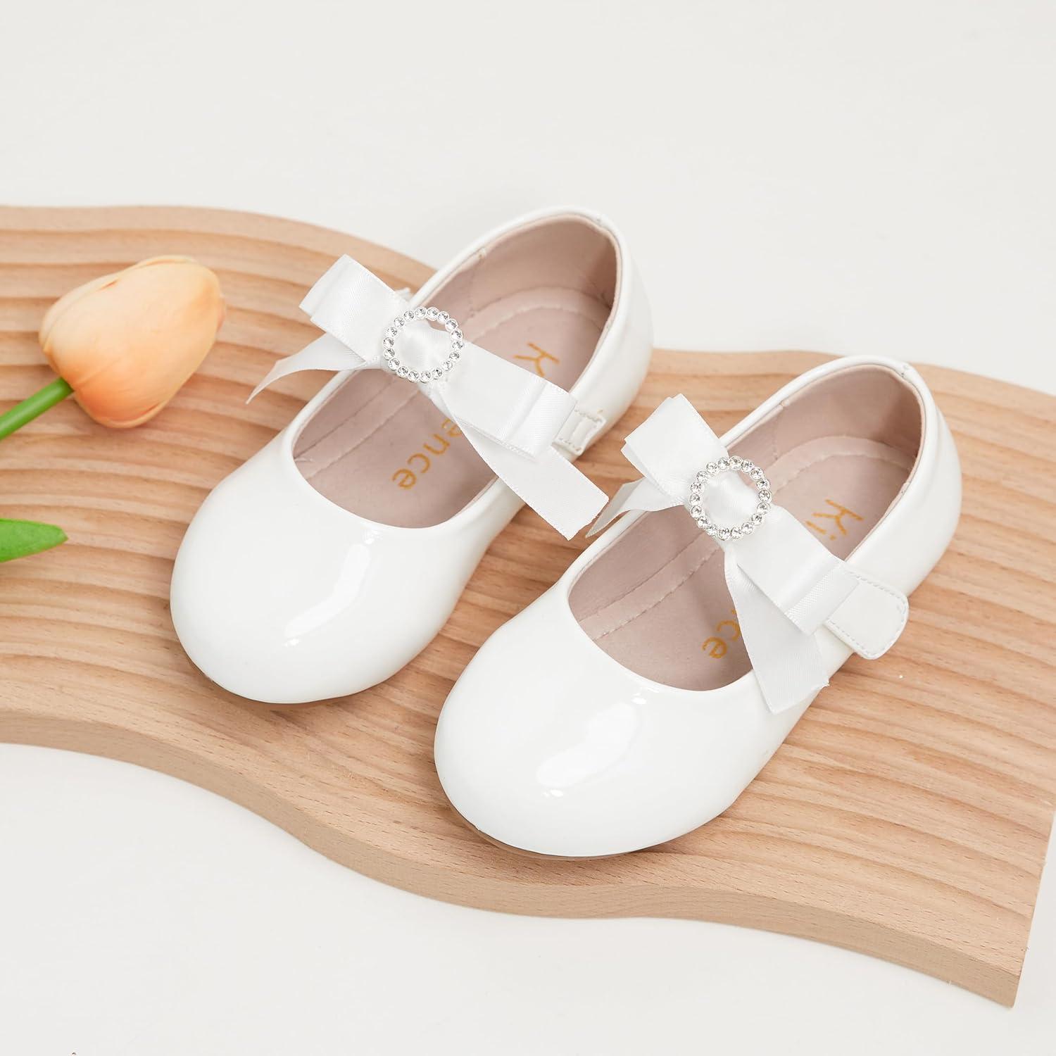 imageKiderence Toddler Girls Dress Shoes Little Kids Mary Janes Ballet Flats ToddlerCk515 White
