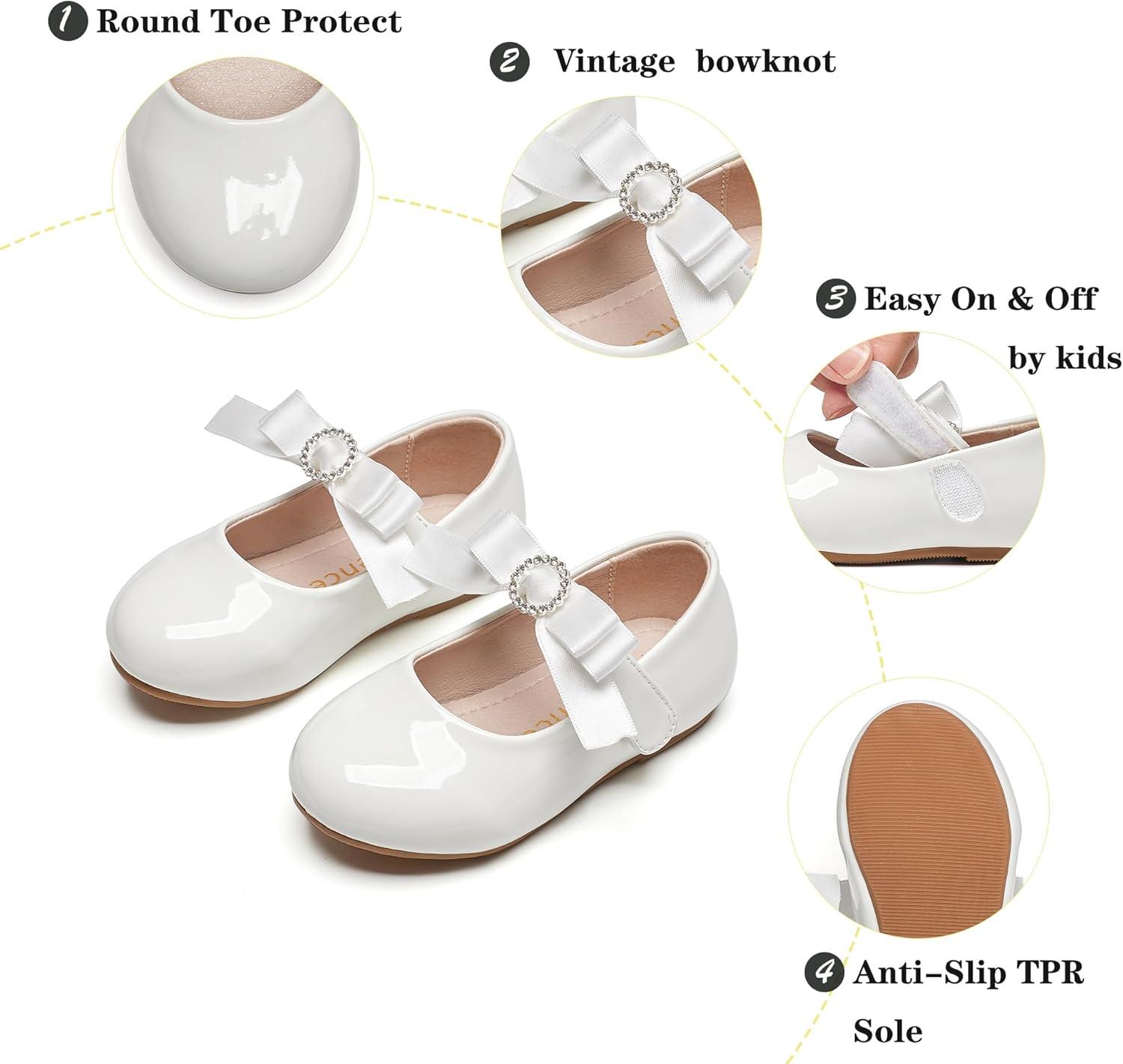 imageKiderence Toddler Girls Dress Shoes Little Kids Mary Janes Ballet Flats ToddlerCk515 White