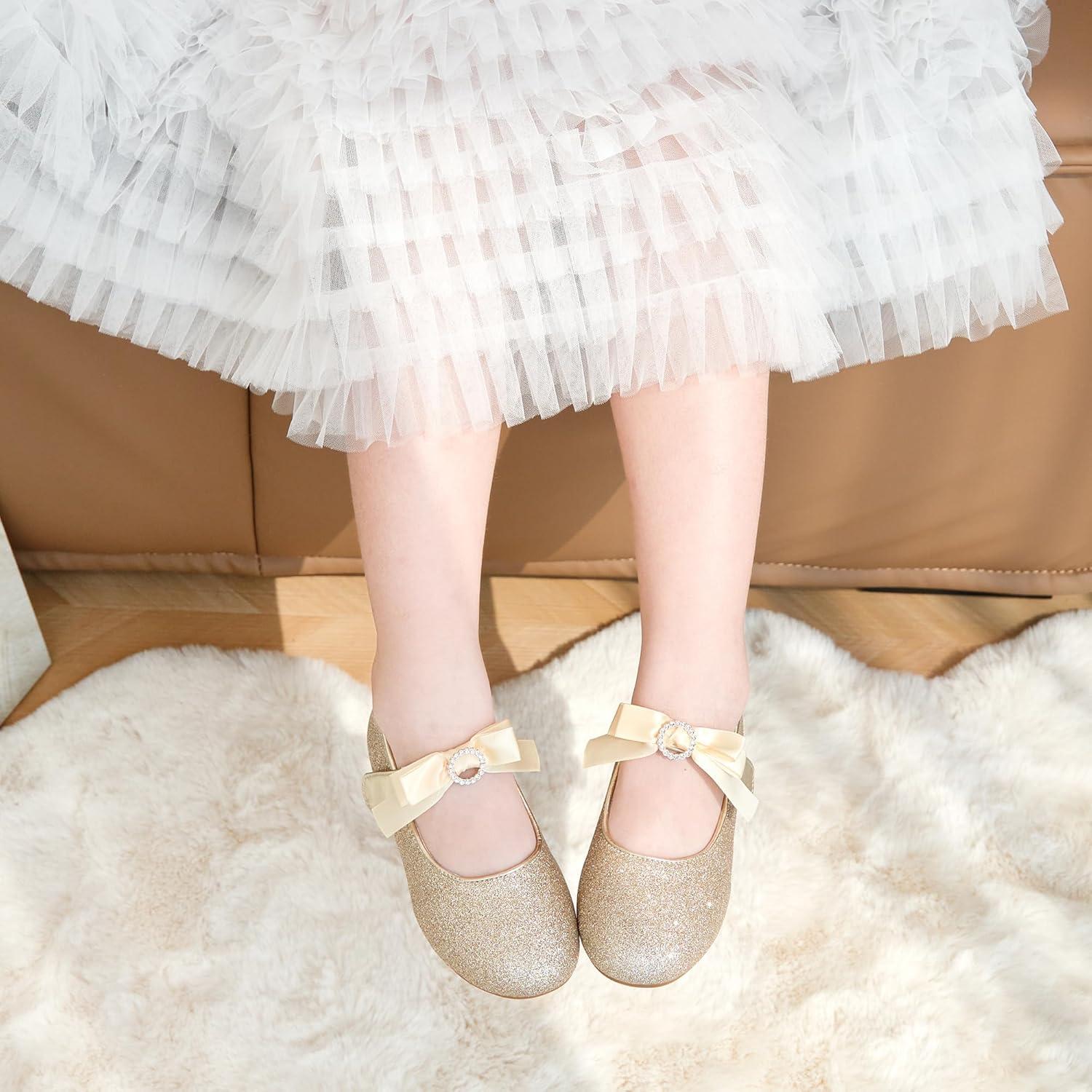 imageKiderence Toddler Girls Dress Shoes Little Kids Mary Janes Ballet Flats ToddlerCk516 Gold