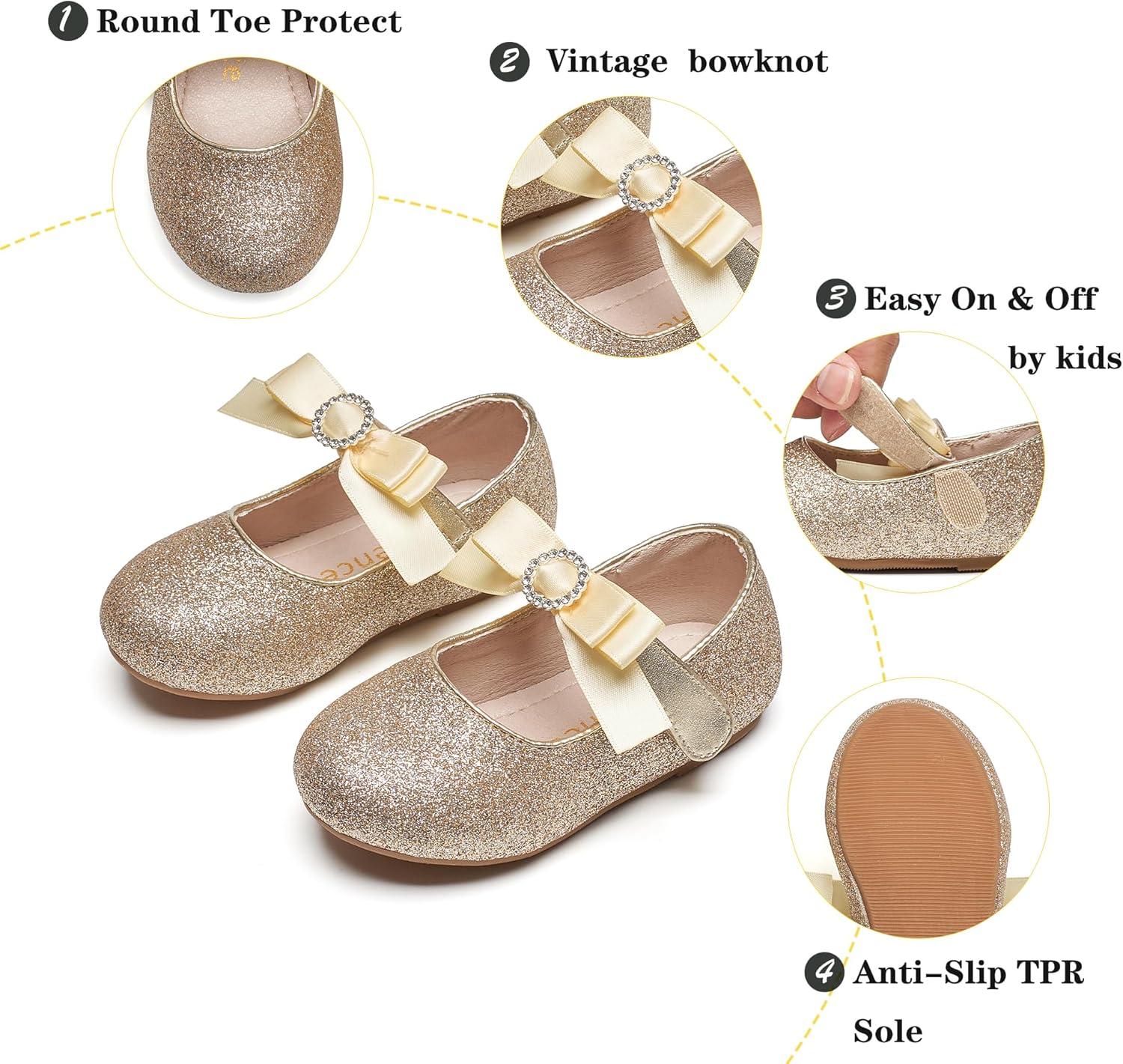 imageKiderence Toddler Girls Dress Shoes Little Kids Mary Janes Ballet Flats ToddlerCk516 Gold