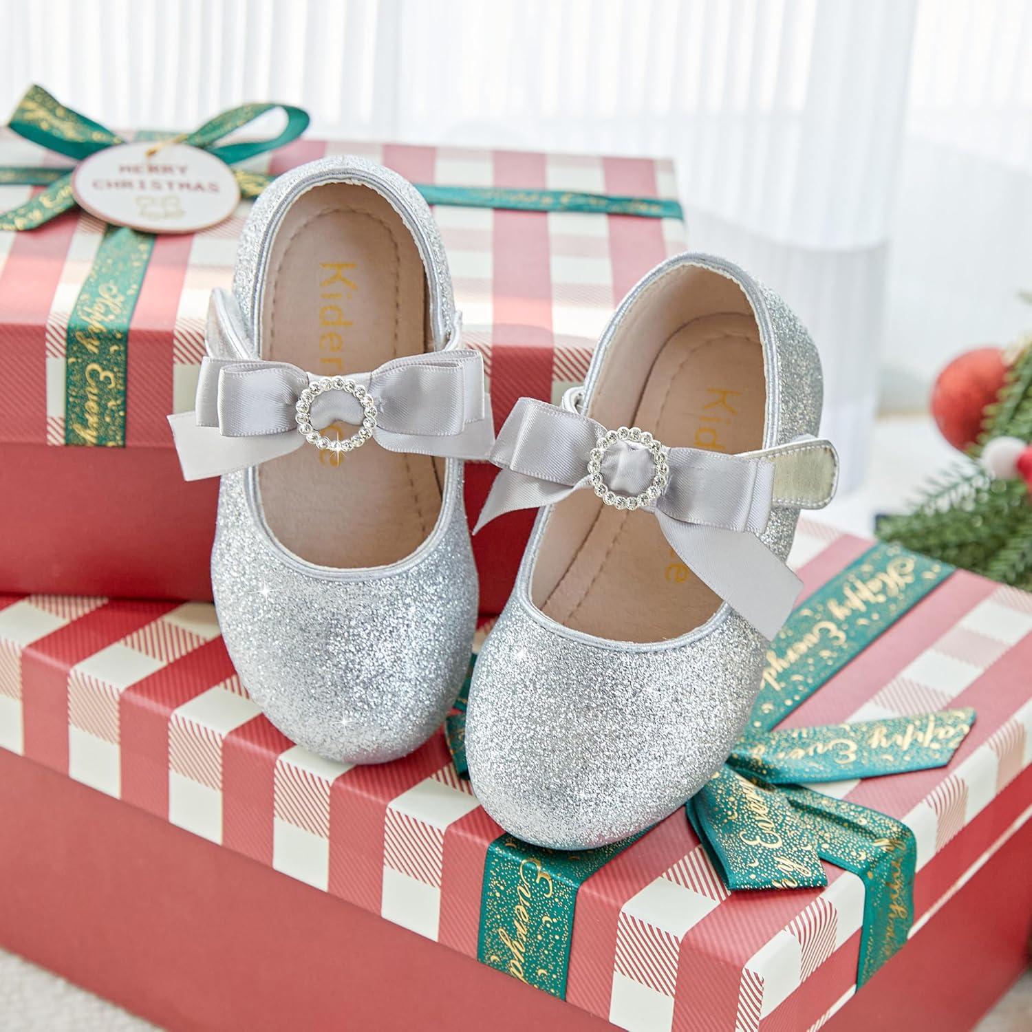 imageKiderence Toddler Girls Dress Shoes Little Kids Mary Janes Ballet Flats ToddlerCk516 Silver