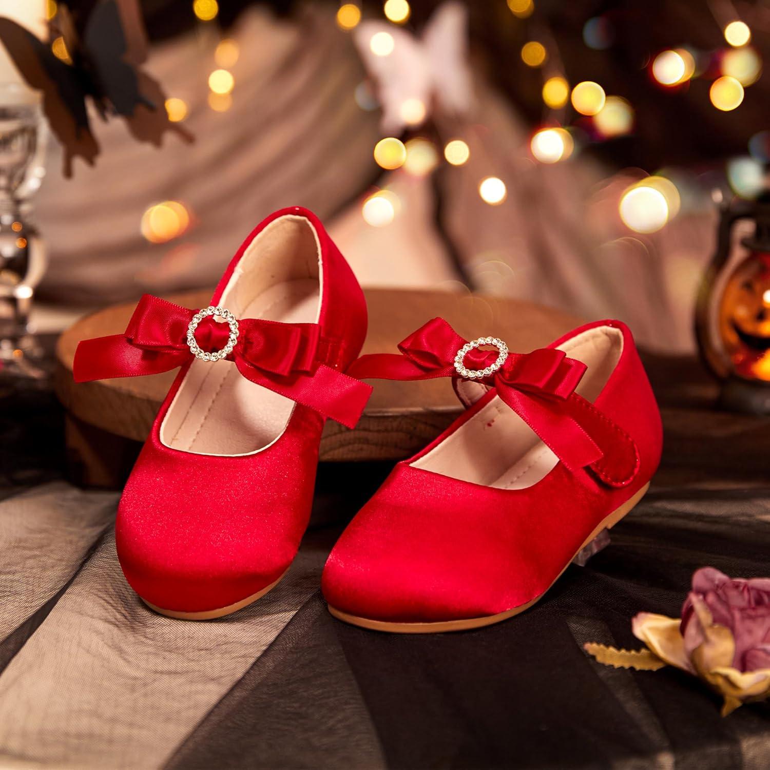 imageKiderence Toddler Girls Dress Shoes Little Kids Mary Janes Ballet Flats ToddlerCk519 Red