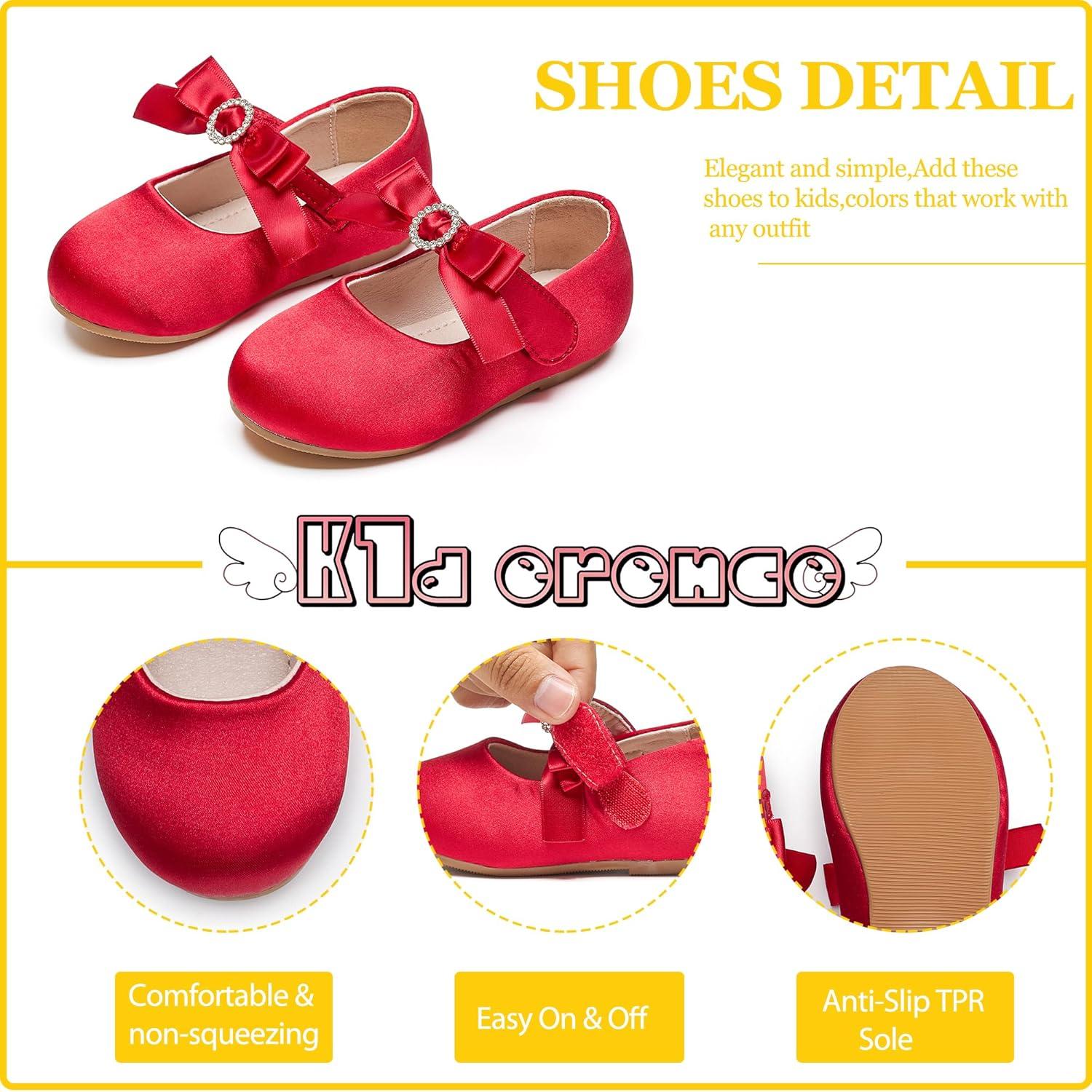 imageKiderence Toddler Girls Dress Shoes Little Kids Mary Janes Ballet Flats ToddlerCk519 Red
