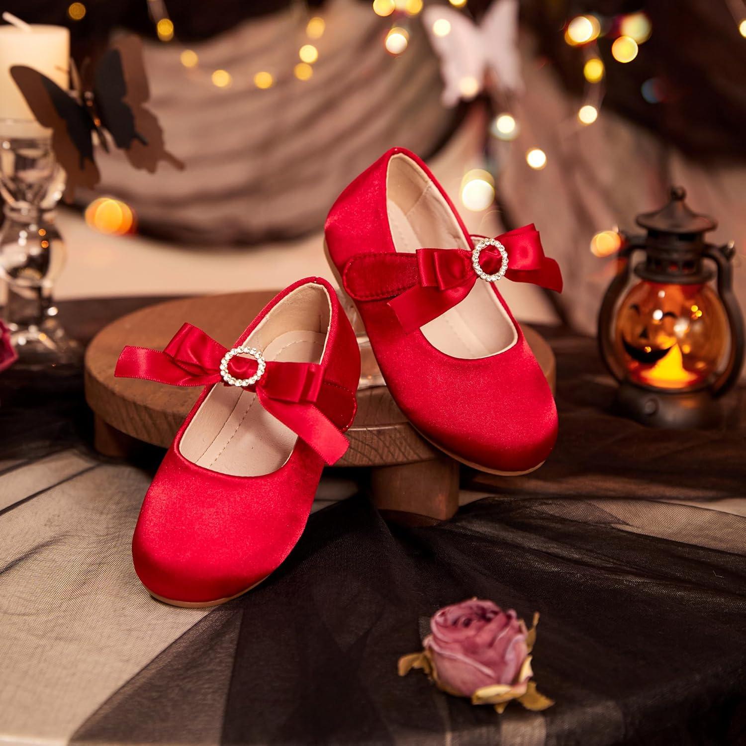 imageKiderence Toddler Girls Dress Shoes Little Kids Mary Janes Ballet Flats ToddlerCk519 Red