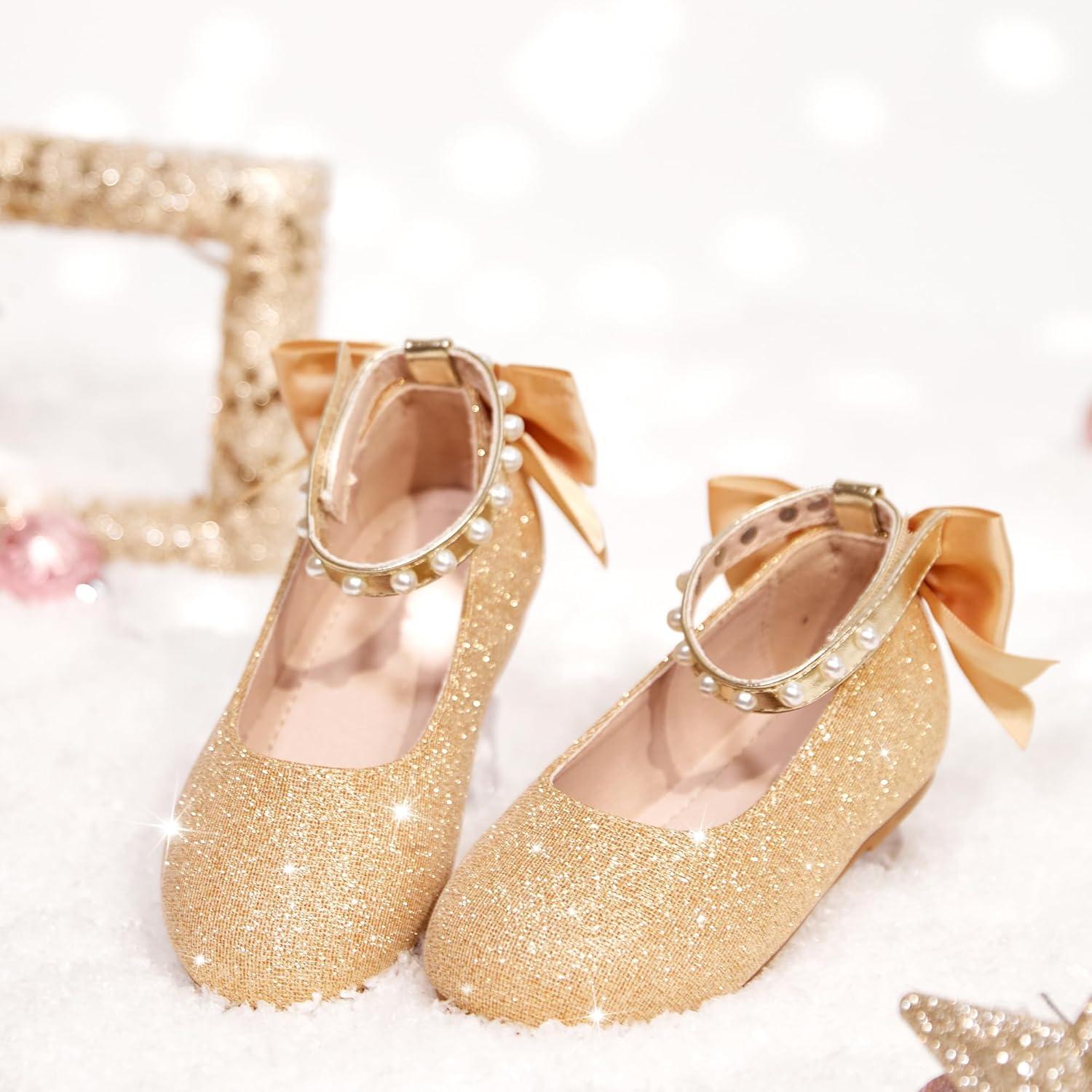 imageKiderence Toddler Girls Dress Shoes Little Kids Mary Janes Ballet Flats ToddlerCk601 Gold