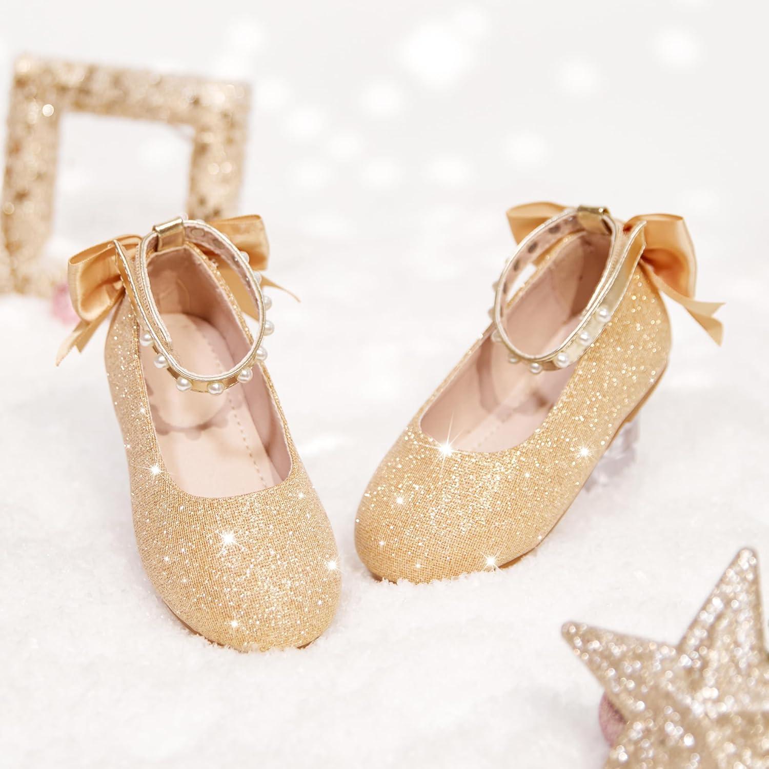 imageKiderence Toddler Girls Dress Shoes Little Kids Mary Janes Ballet Flats ToddlerCk601 Gold