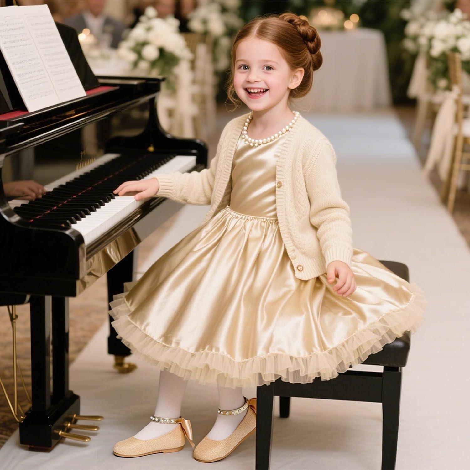 imageKiderence Toddler Girls Dress Shoes Little Kids Mary Janes Ballet Flats ToddlerCk601 Gold