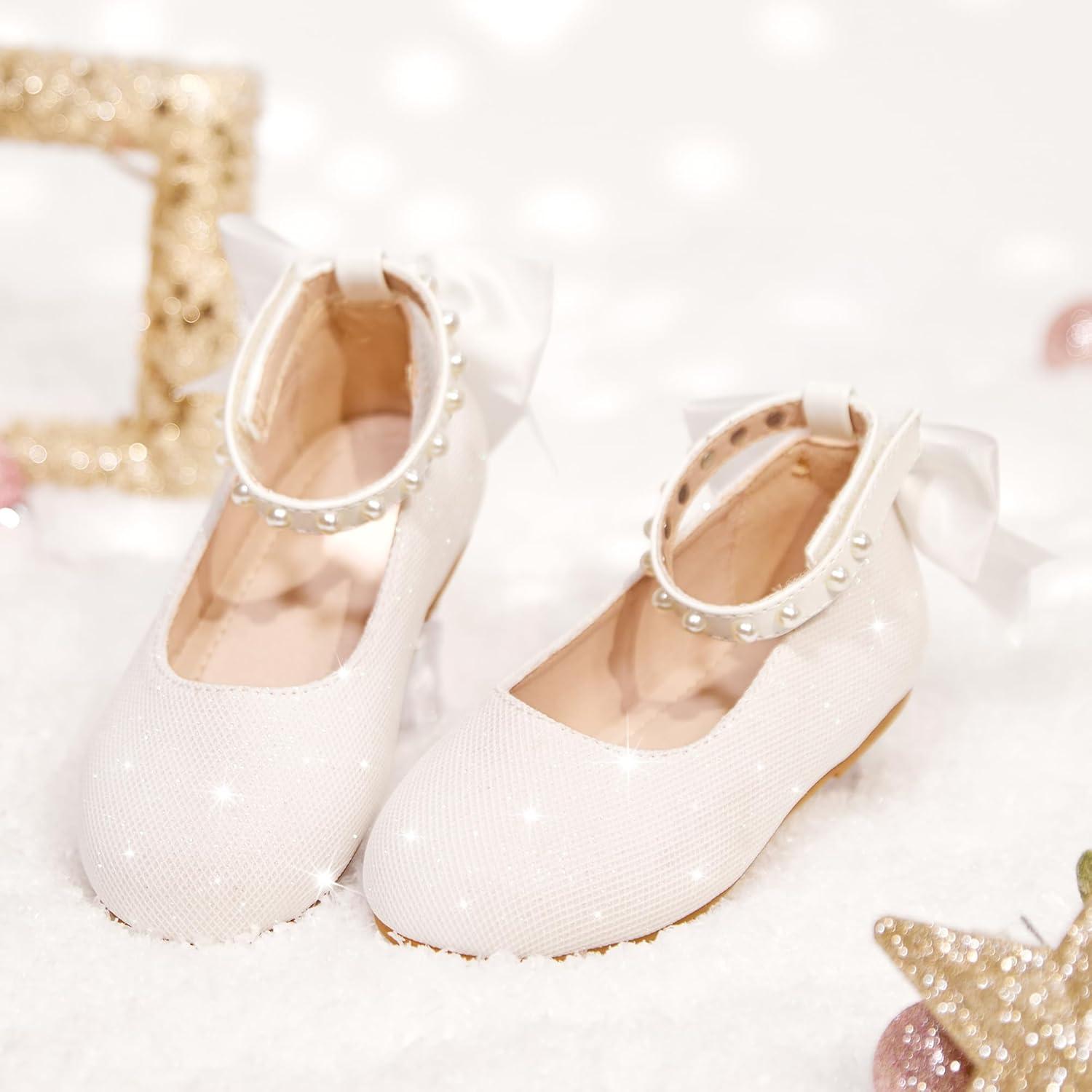 imageKiderence Toddler Girls Dress Shoes Little Kids Mary Janes Ballet Flats ToddlerCk601 White