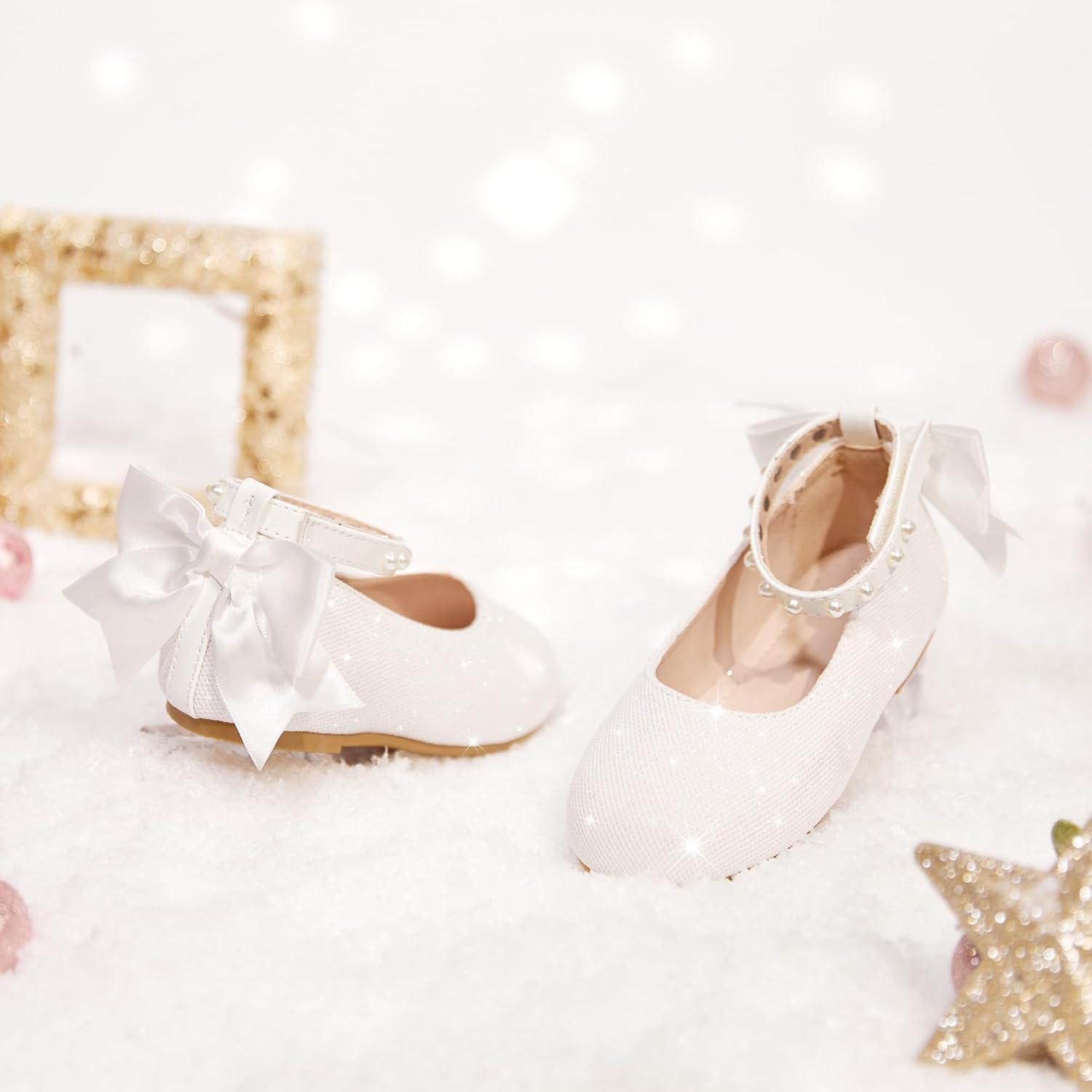 imageKiderence Toddler Girls Dress Shoes Little Kids Mary Janes Ballet Flats ToddlerCk601 White