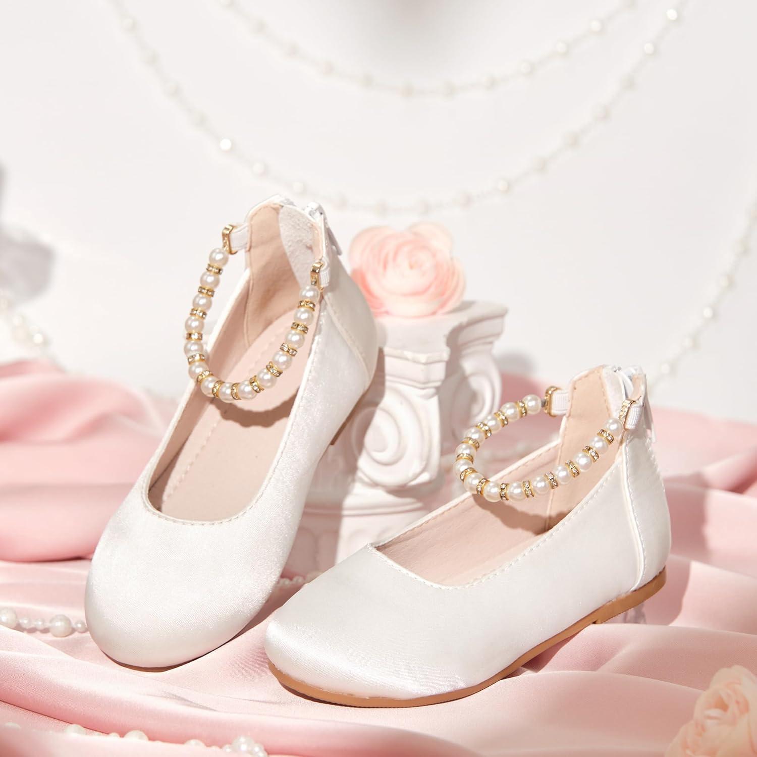 imageKiderence Toddler Girls Dress Shoes Little Kids Mary Janes Ballet Flats ToddlerCk603 White