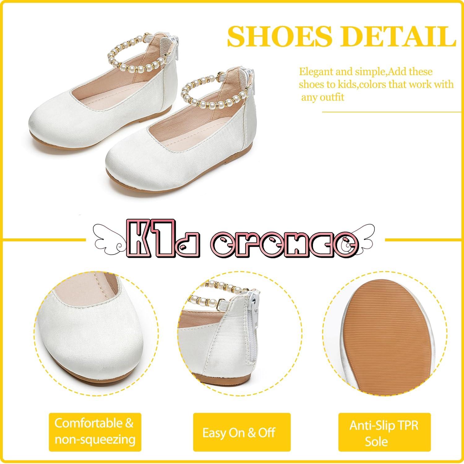 imageKiderence Toddler Girls Dress Shoes Little Kids Mary Janes Ballet Flats ToddlerCk603 White