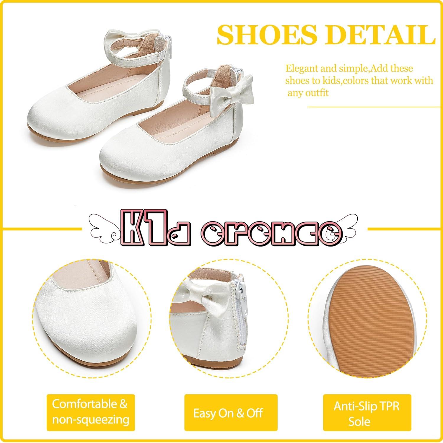 imageKiderence Toddler Girls Dress Shoes Little Kids Mary Janes Ballet Flats ToddlerCk604 White