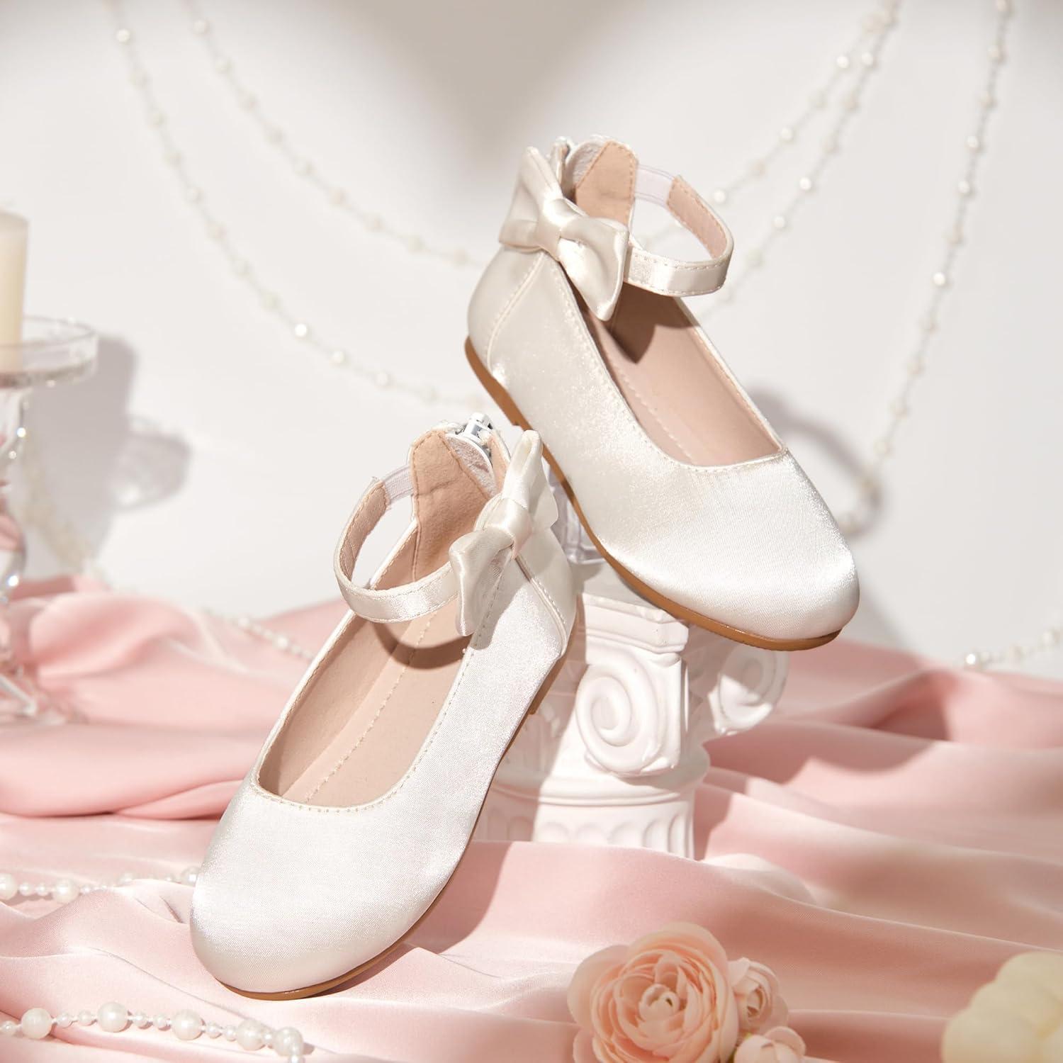 imageKiderence Toddler Girls Dress Shoes Little Kids Mary Janes Ballet Flats ToddlerCk604 White