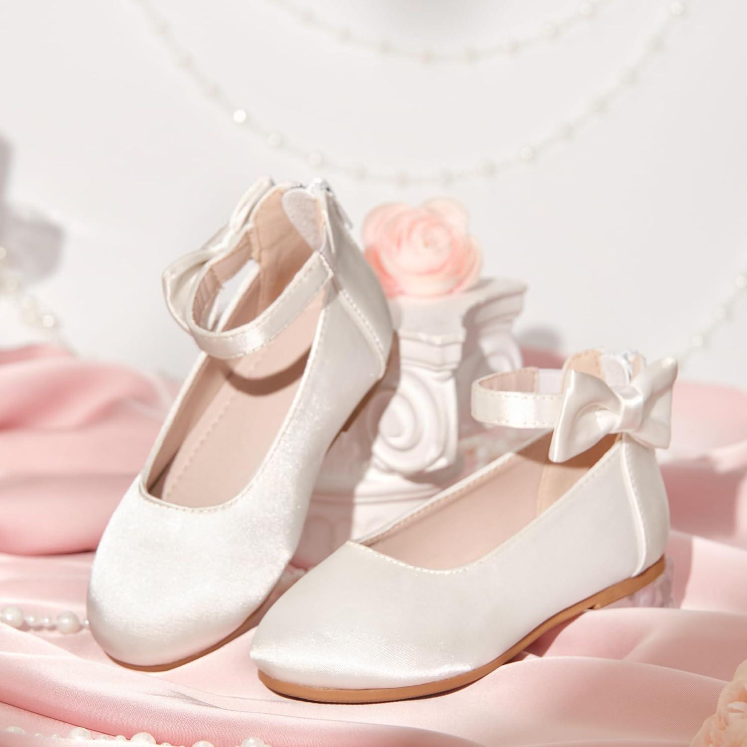 imageKiderence Toddler Girls Dress Shoes Little Kids Mary Janes Ballet Flats ToddlerCk604 White