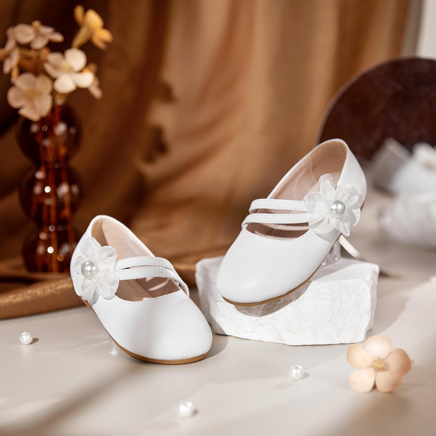 imageKiderence Toddler Girls Dress Shoes Little Kids Mary Janes Ballet Flats ToddlerCk605 White