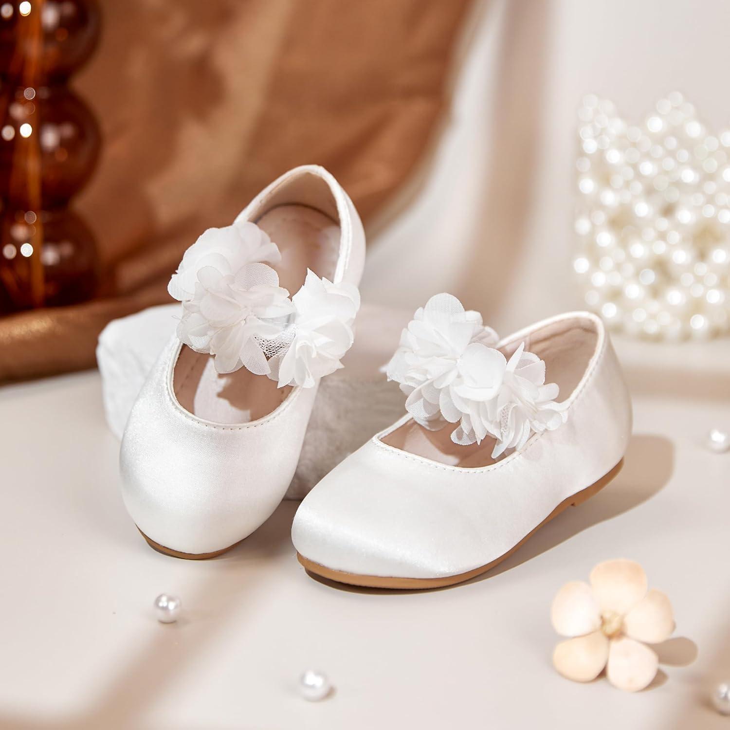 imageKiderence Toddler Girls Dress Shoes Little Kids Mary Janes Ballet Flats ToddlerCk606 White