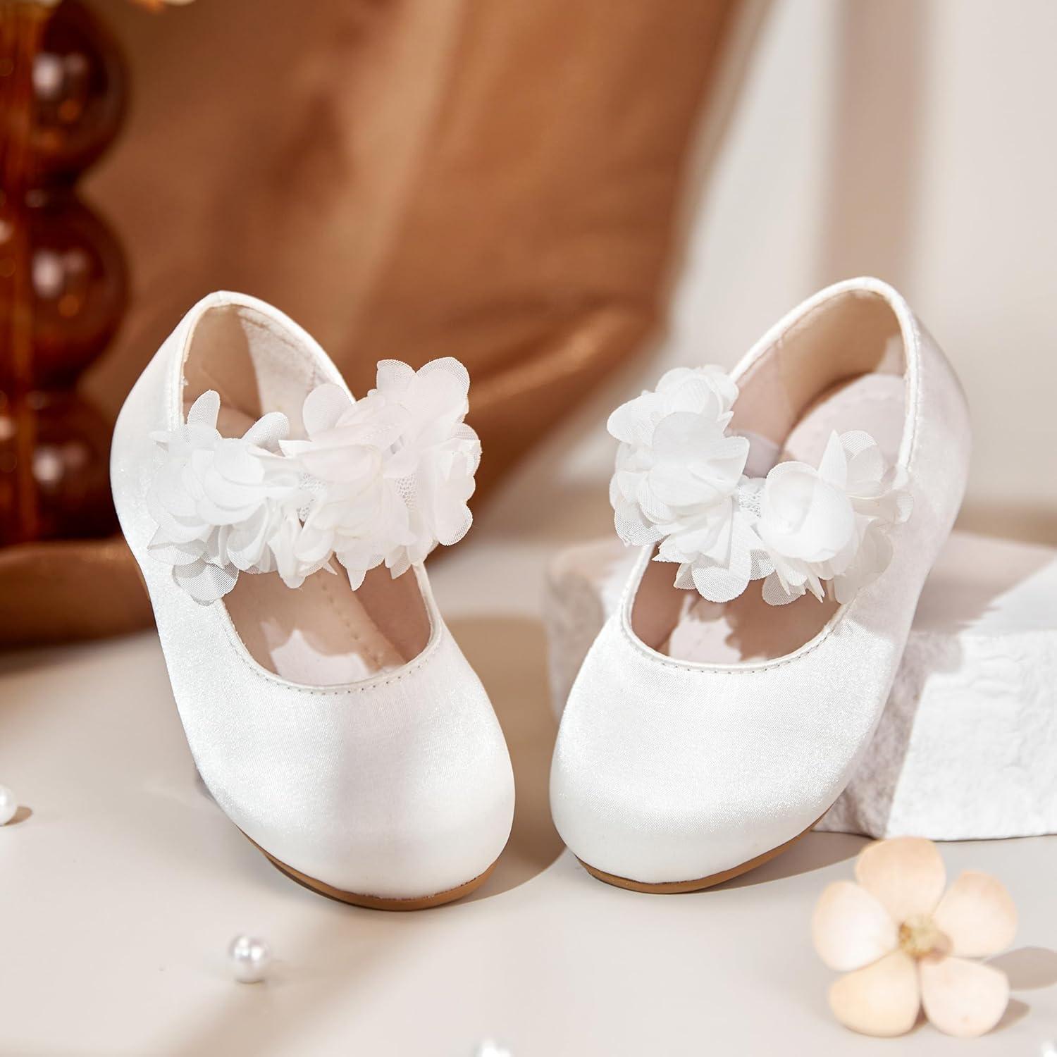 imageKiderence Toddler Girls Dress Shoes Little Kids Mary Janes Ballet Flats ToddlerCk606 White