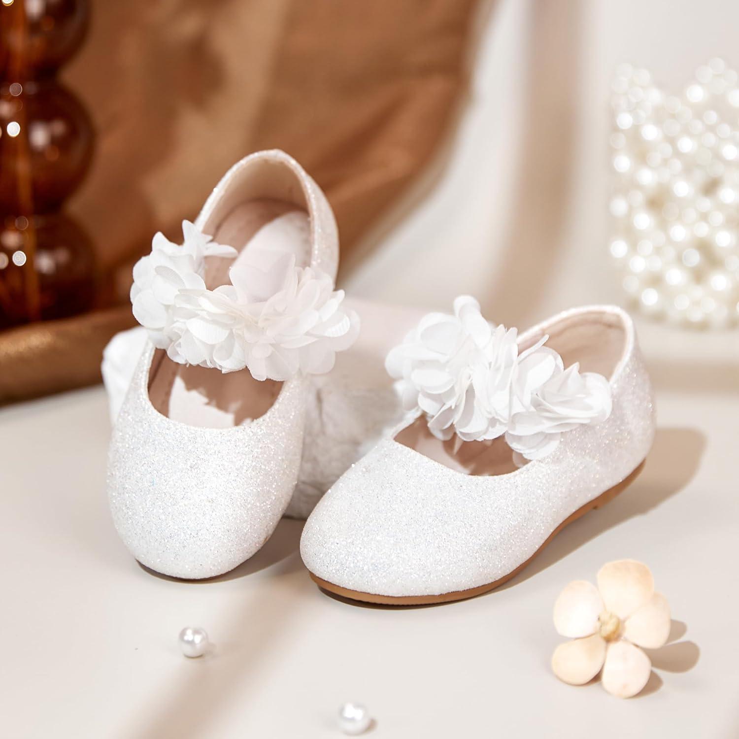 imageKiderence Toddler Girls Dress Shoes Little Kids Mary Janes Ballet Flats ToddlerCk607 White