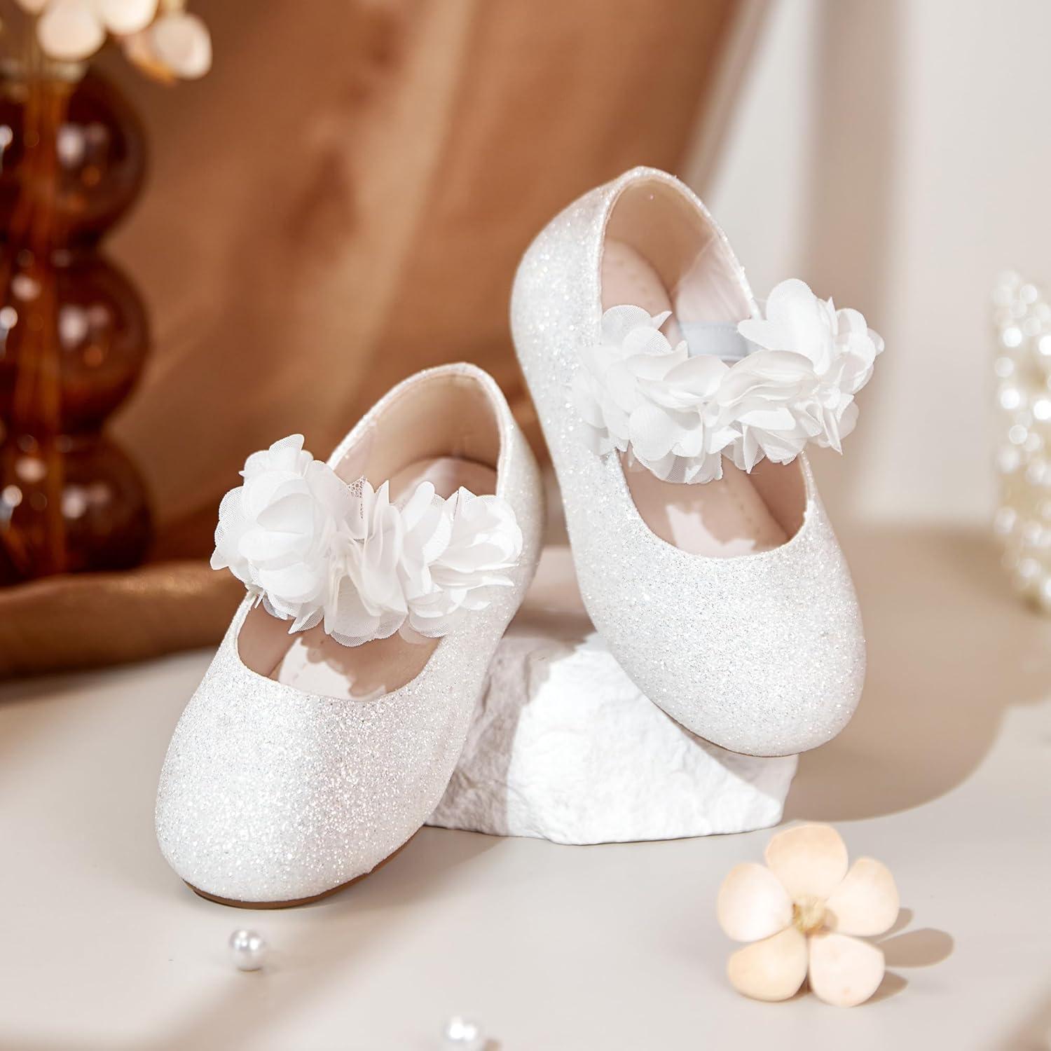 imageKiderence Toddler Girls Dress Shoes Little Kids Mary Janes Ballet Flats ToddlerCk607 White