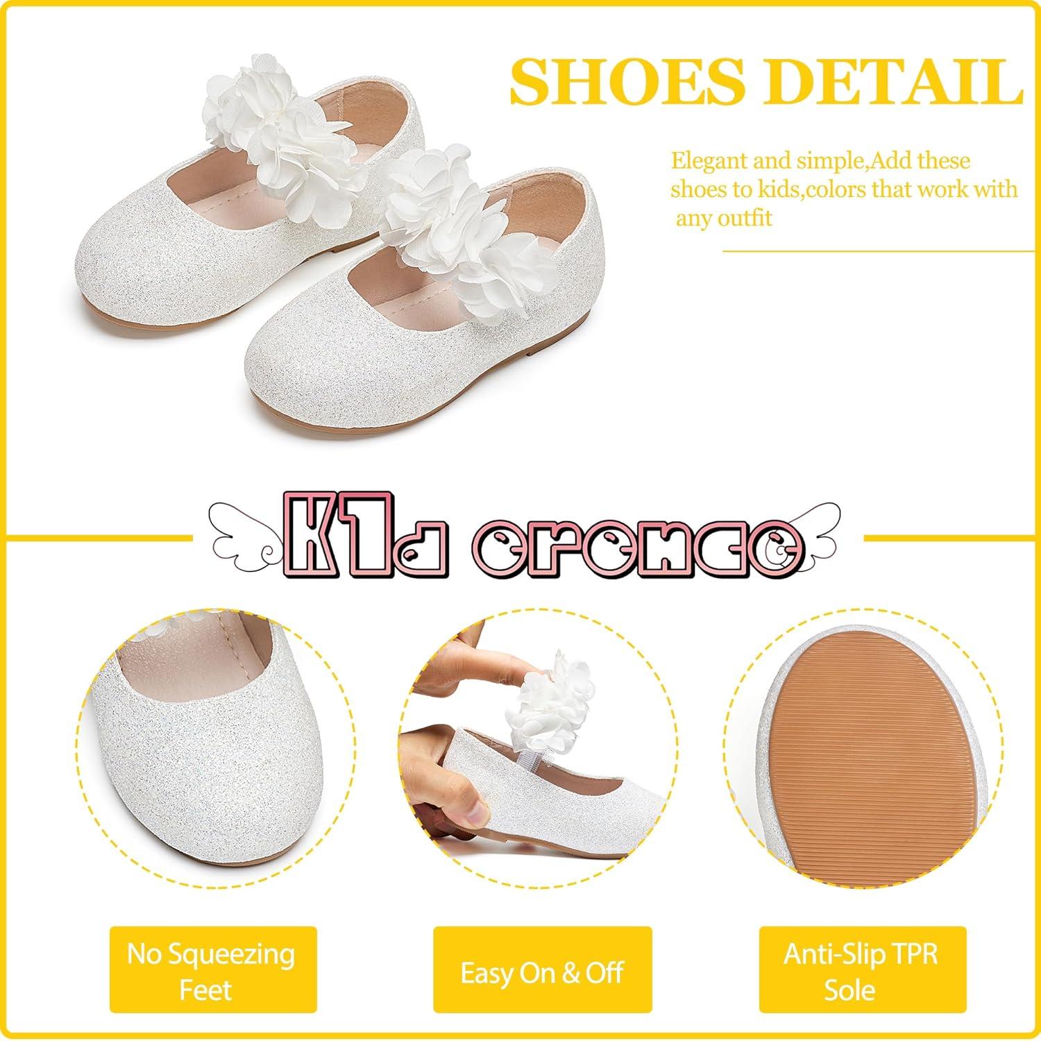 imageKiderence Toddler Girls Dress Shoes Little Kids Mary Janes Ballet Flats ToddlerCk607 White