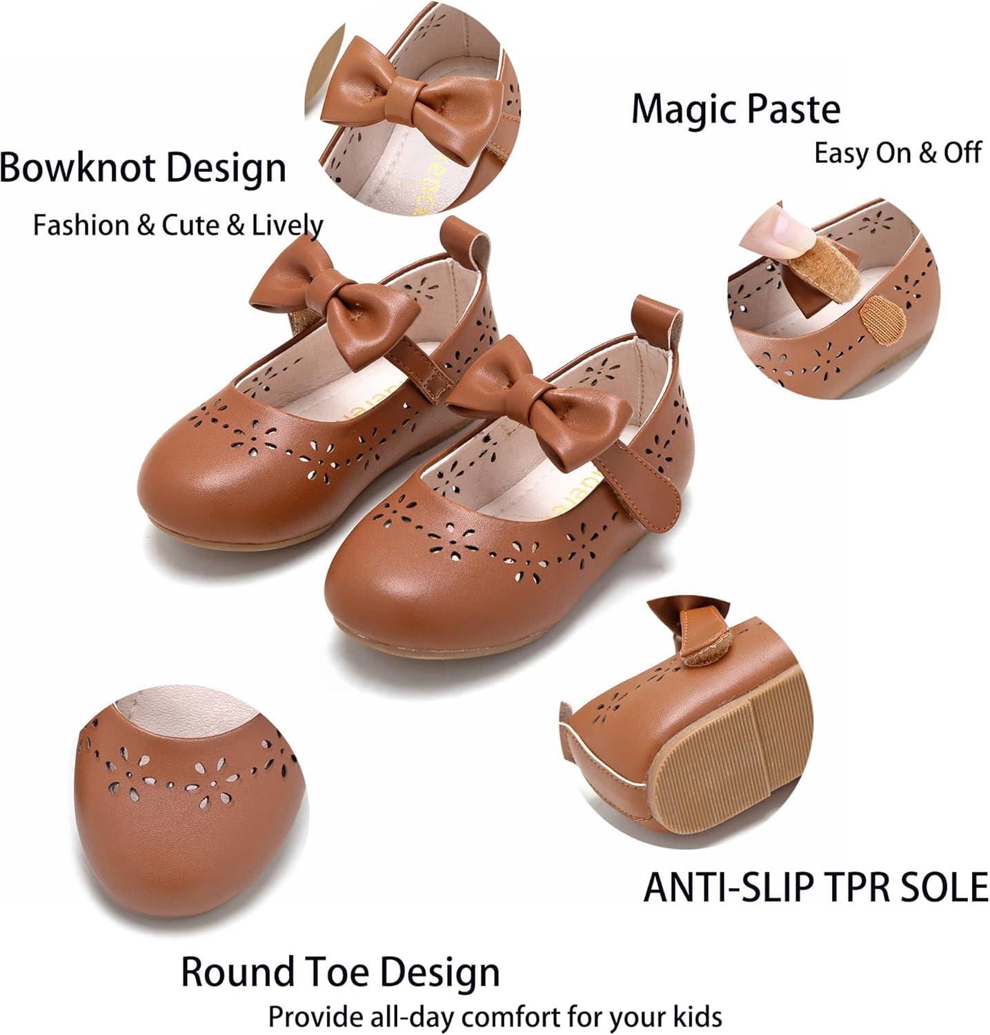 imageKiderence Toddler Girls Dress Shoes Little Kids Mary Janes Ballet Flats ToddlerCk901 Brown