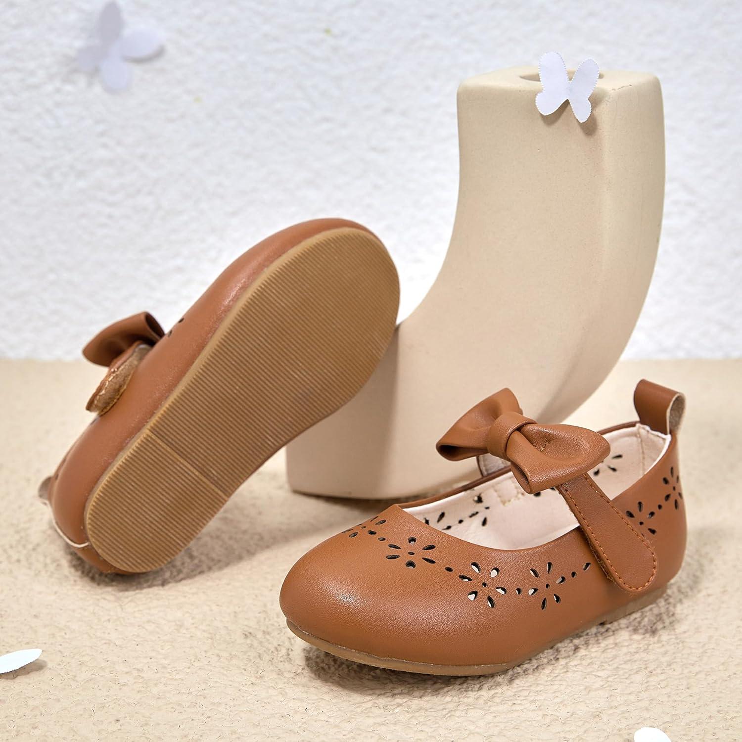 imageKiderence Toddler Girls Dress Shoes Little Kids Mary Janes Ballet Flats ToddlerCk901 Brown