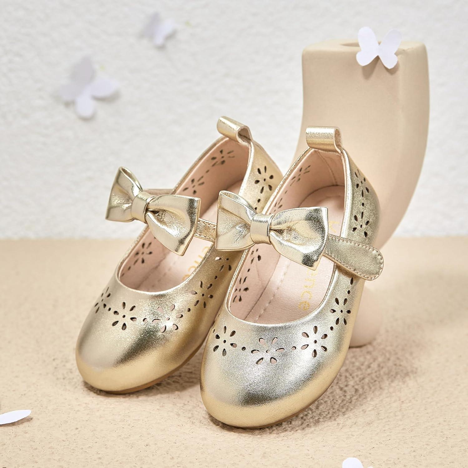 imageKiderence Toddler Girls Dress Shoes Little Kids Mary Janes Ballet Flats ToddlerCk901 Gold