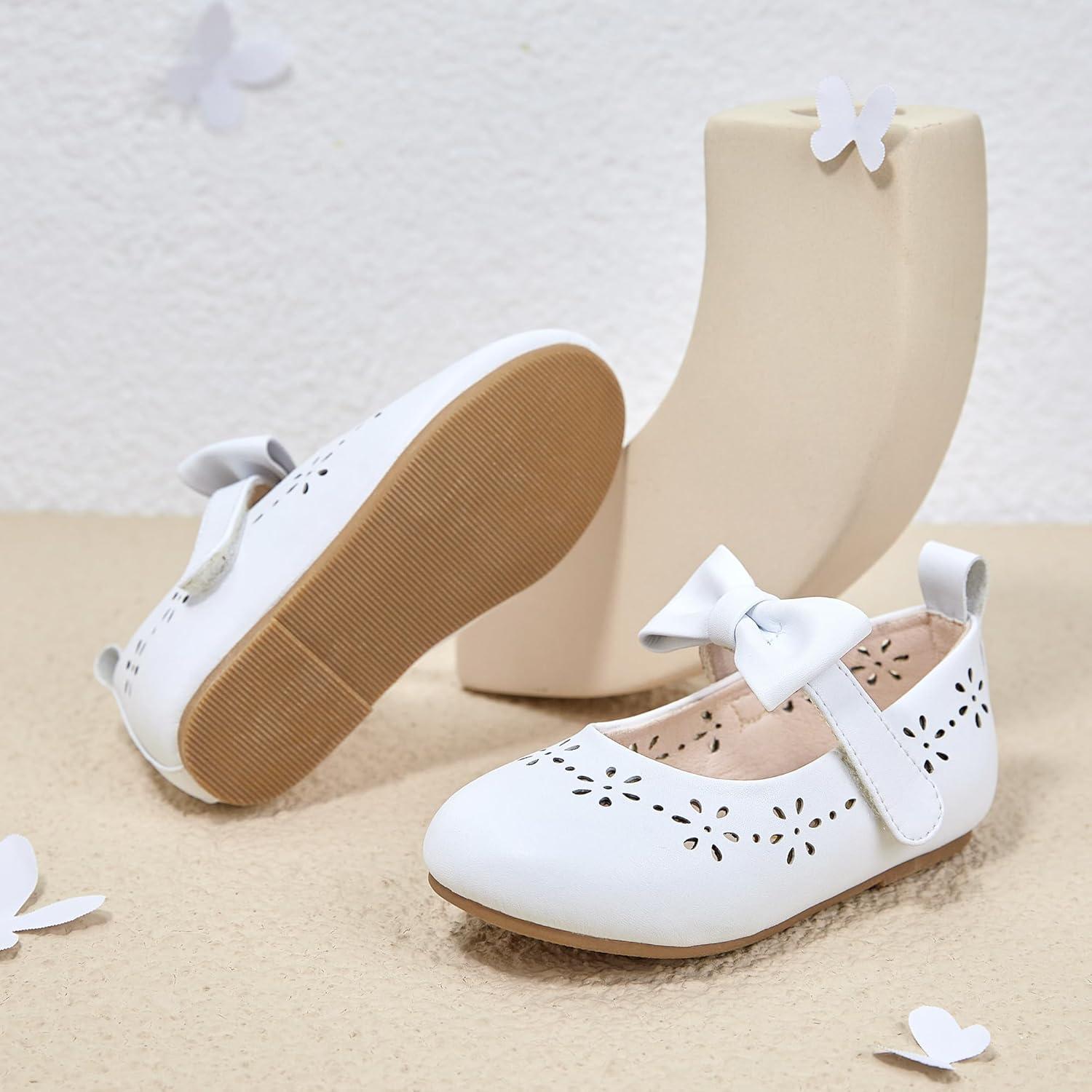 imageKiderence Toddler Girls Dress Shoes Little Kids Mary Janes Ballet Flats ToddlerCk901 White