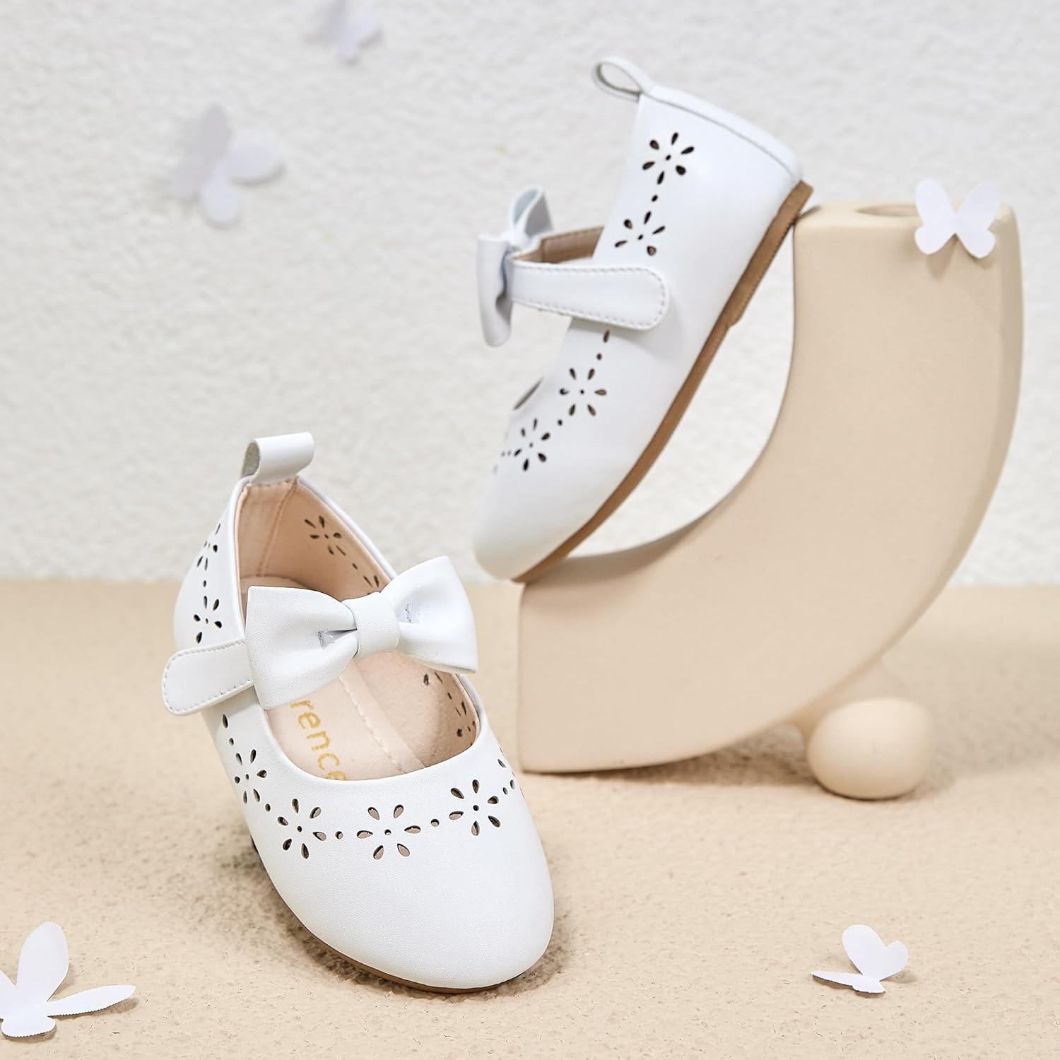 imageKiderence Toddler Girls Dress Shoes Little Kids Mary Janes Ballet Flats ToddlerCk901 White
