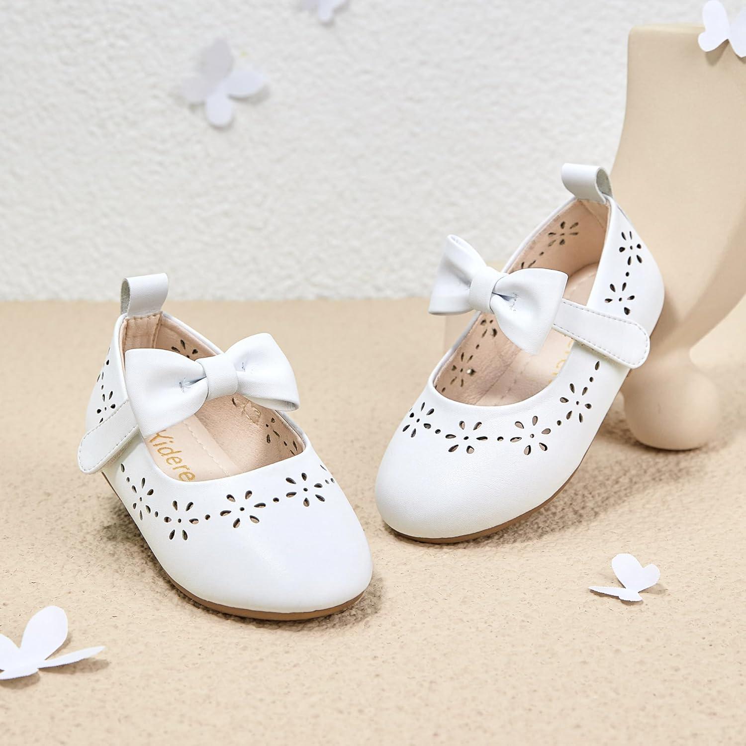 imageKiderence Toddler Girls Dress Shoes Little Kids Mary Janes Ballet Flats ToddlerCk901 White