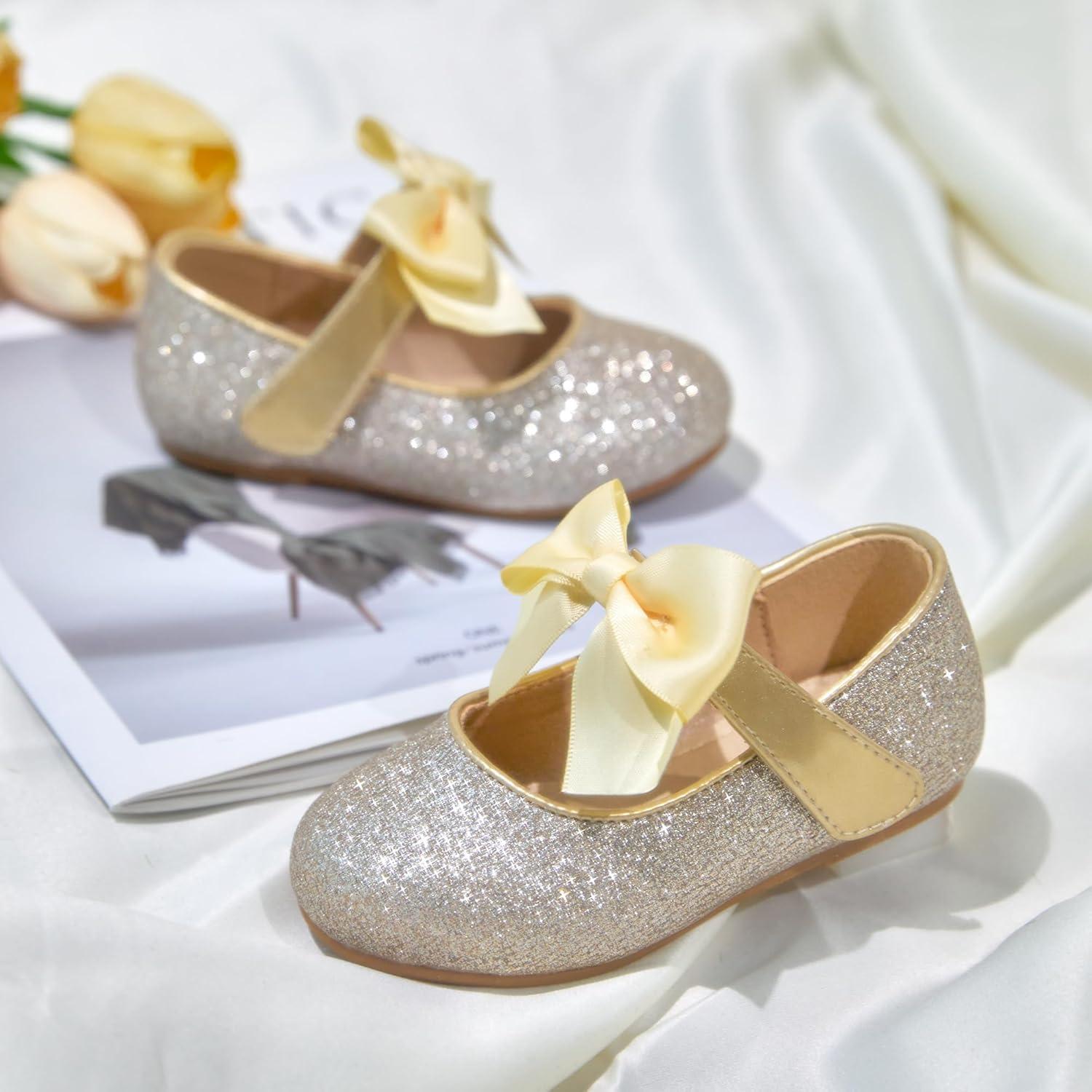 imageKiderence Toddler Girls Dress Shoes Little Kids Mary Janes Ballet Flats ToddlerCk904 Gold
