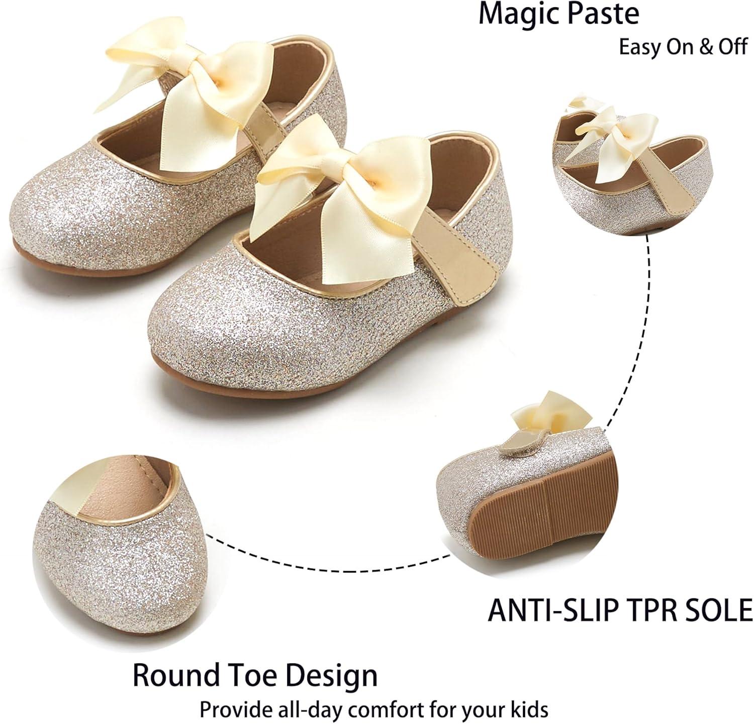 imageKiderence Toddler Girls Dress Shoes Little Kids Mary Janes Ballet Flats ToddlerCk904 Gold