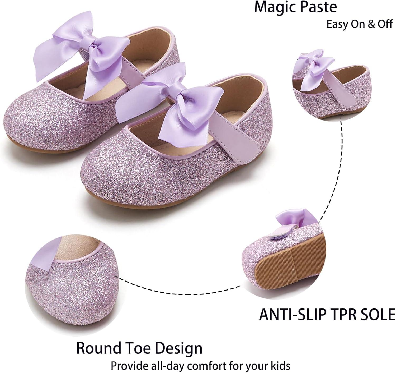 imageKiderence Toddler Girls Dress Shoes Little Kids Mary Janes Ballet Flats ToddlerCk904 Purple