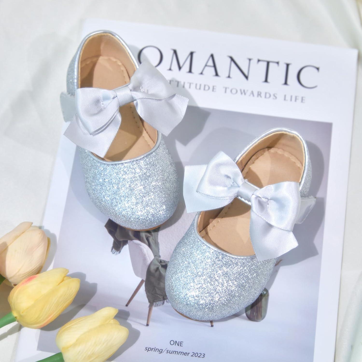 imageKiderence Toddler Girls Dress Shoes Little Kids Mary Janes Ballet Flats ToddlerCk904 Silver