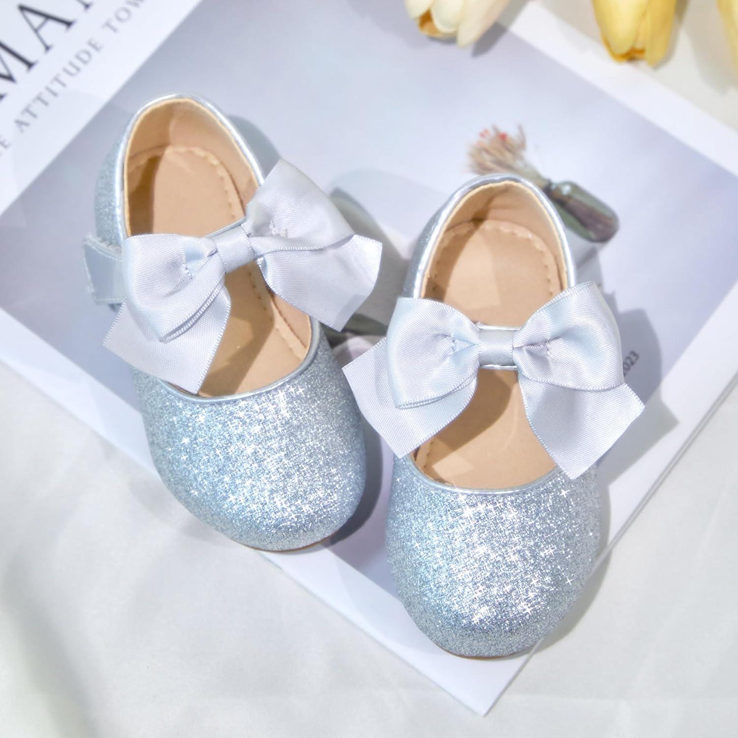 imageKiderence Toddler Girls Dress Shoes Little Kids Mary Janes Ballet Flats ToddlerCk904 Silver