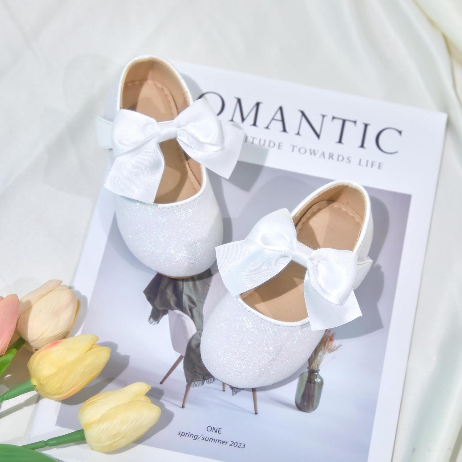 imageKiderence Toddler Girls Dress Shoes Little Kids Mary Janes Ballet Flats ToddlerCk904 White