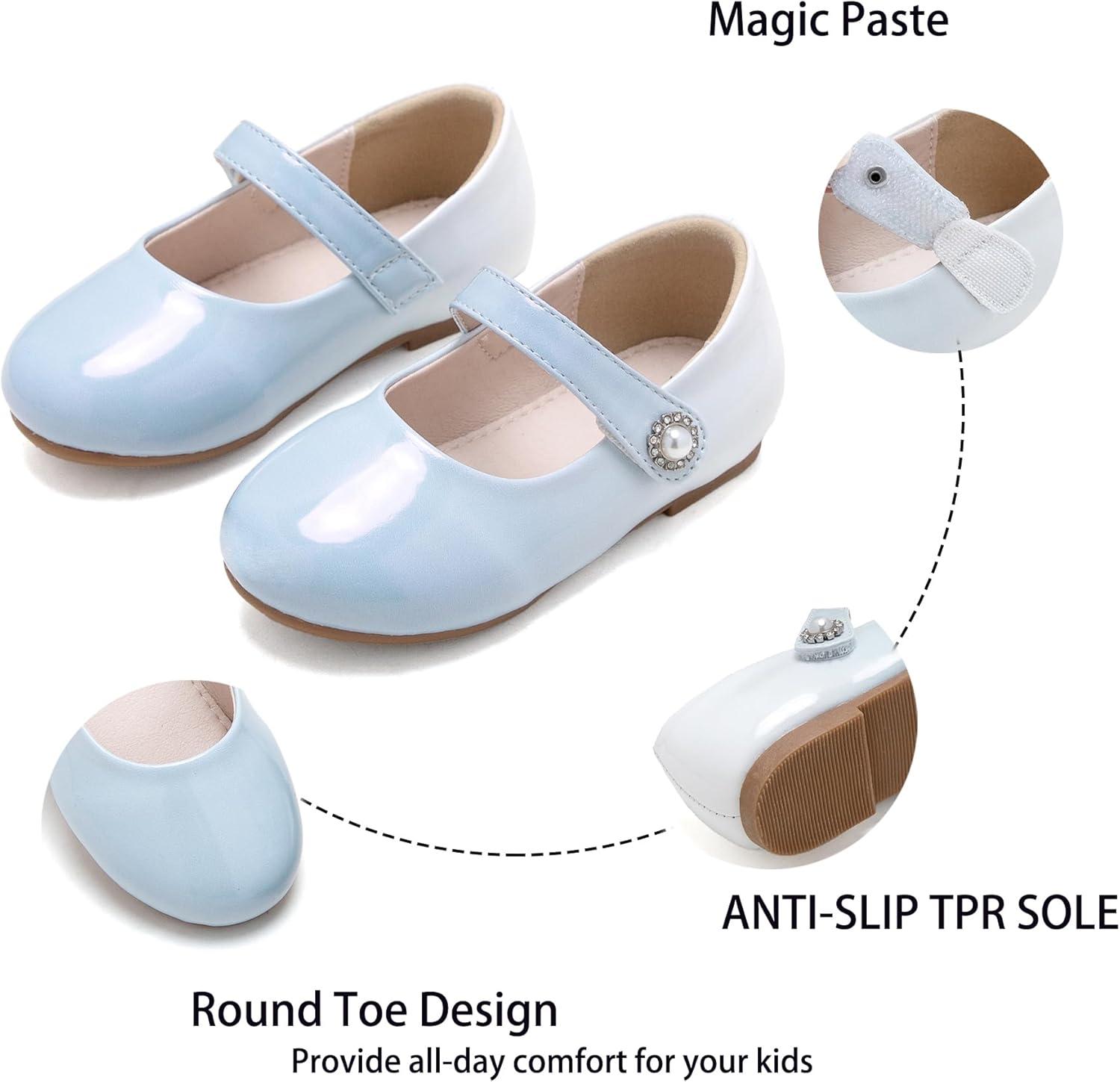imageKiderence Toddler Girls Dress Shoes Little Kids Mary Janes Ballet Flats ToddlerCk905 Blue