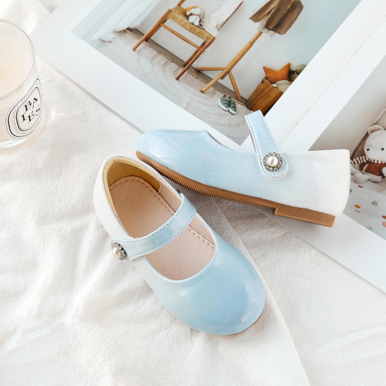 imageKiderence Toddler Girls Dress Shoes Little Kids Mary Janes Ballet Flats ToddlerCk905 Blue