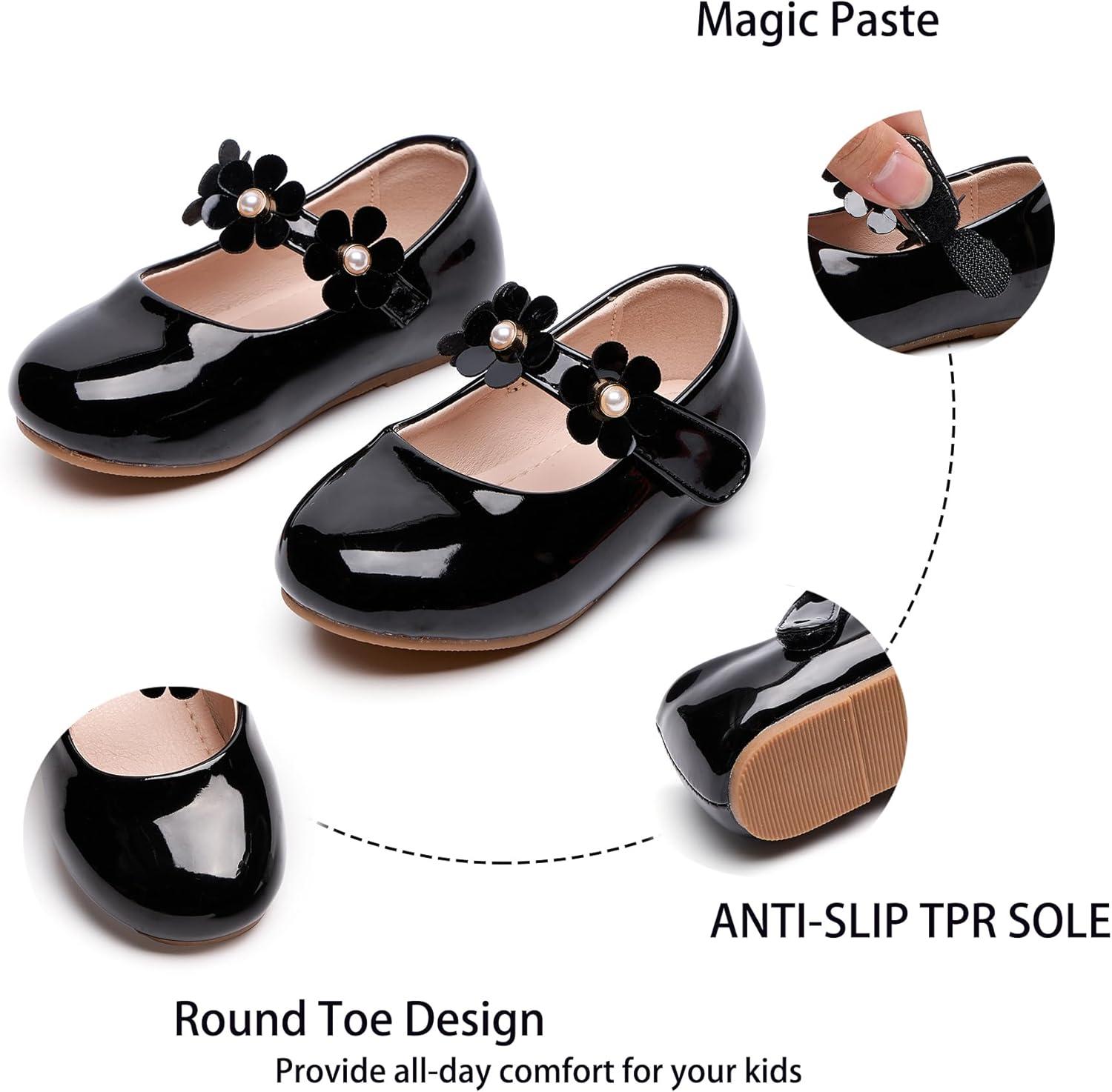 imageKiderence Toddler Girls Dress Shoes Little Kids Mary Janes Ballet Flats ToddlerCk920 Black