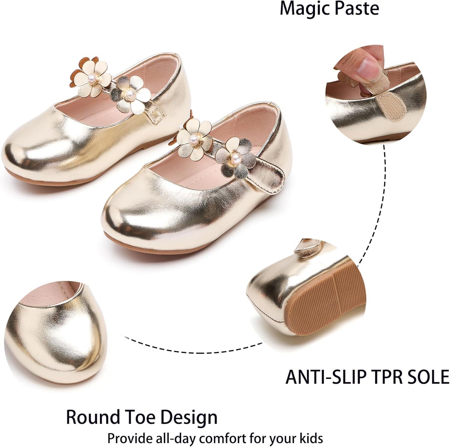 imageKiderence Toddler Girls Dress Shoes Little Kids Mary Janes Ballet Flats ToddlerCk920 Gold